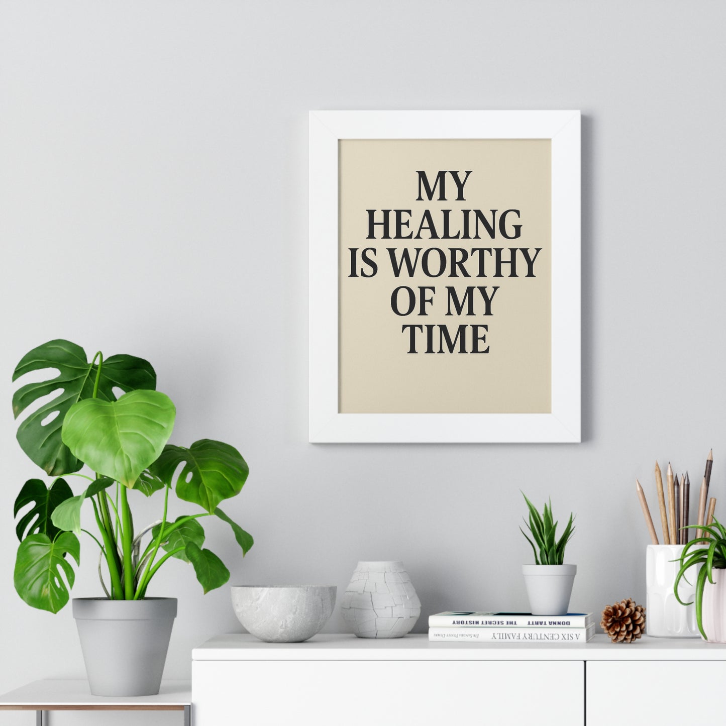 Framed Poster – “My Healing Is Worthy Of My Time” Motivational Wall Art - HealthandlifestylewChiny