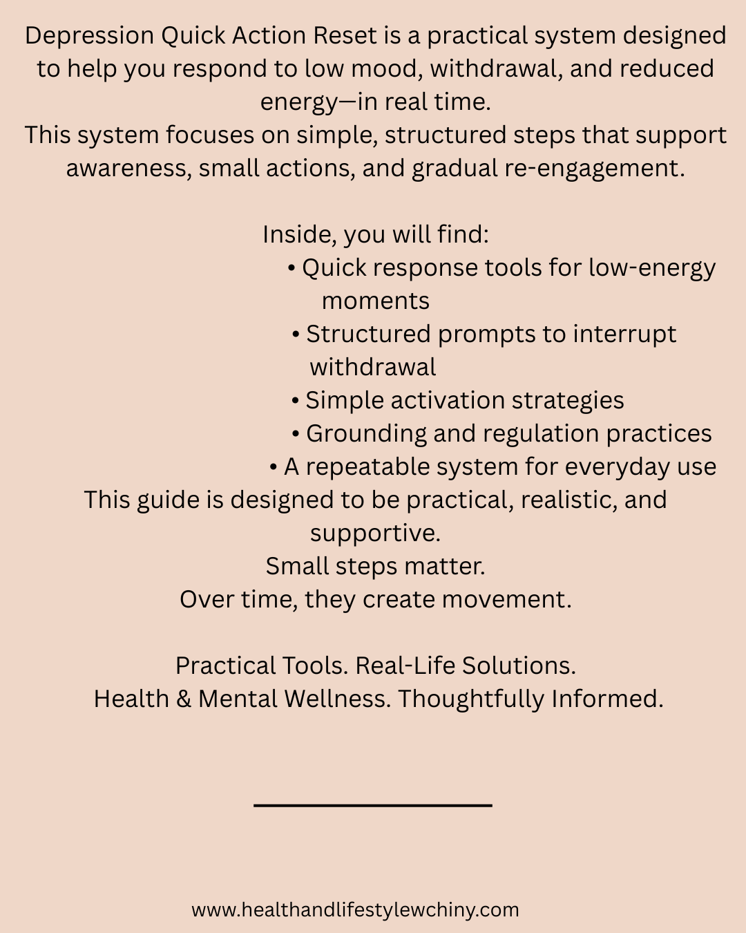 Depression Reset Quick Action – Re-Engage, Rebuild, Move Forward (27-Page Workbook) - HealthandlifestylewChiny