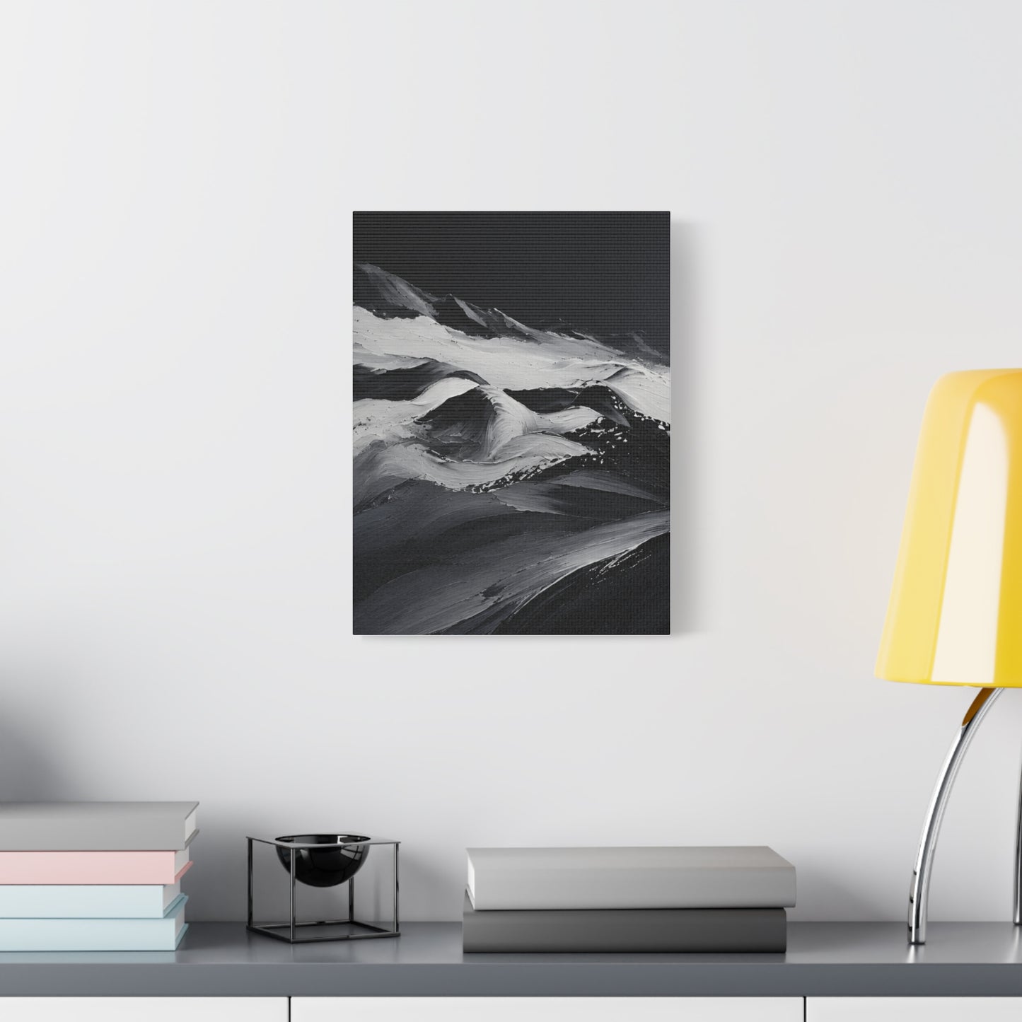 Monochrome Wave Abstract Canvas — Matte Stretched Wall Art - HealthandlifestylewChiny