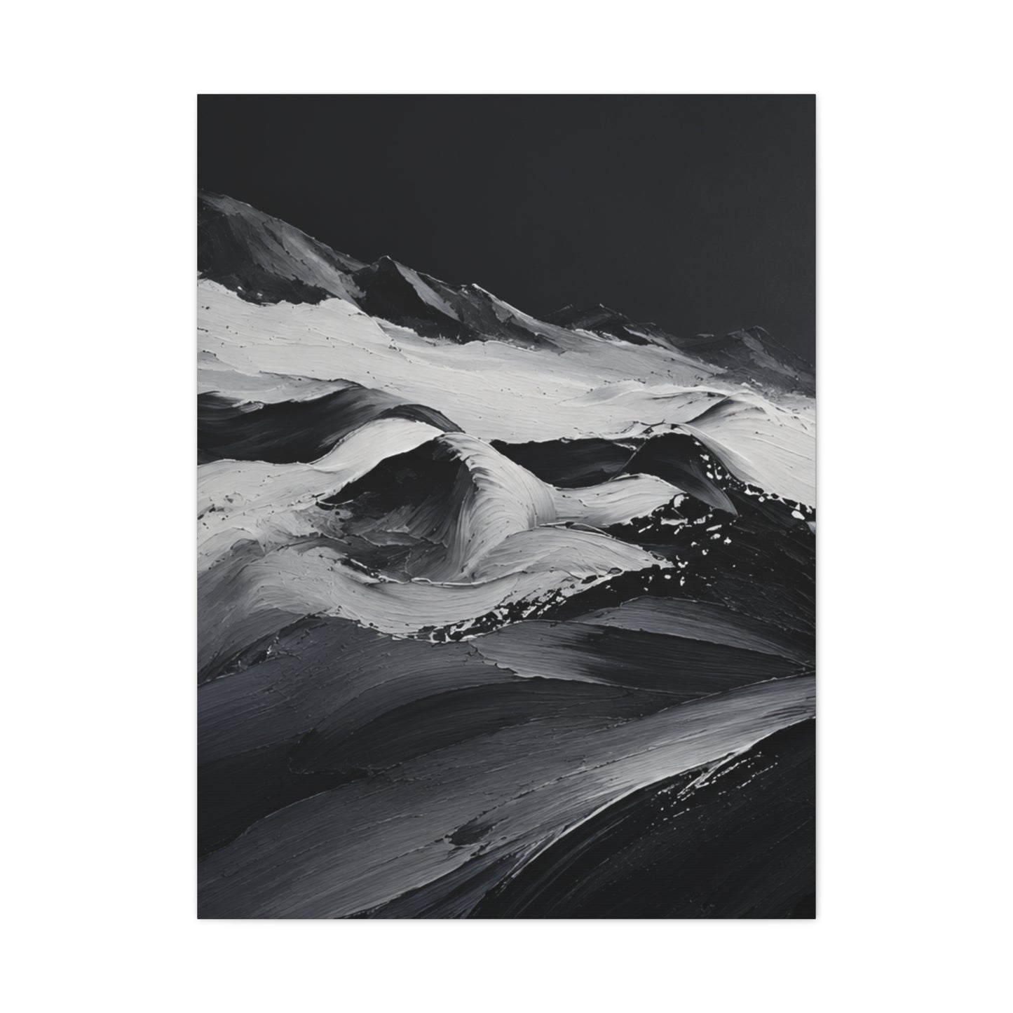 Monochrome Wave Abstract Canvas — Matte Stretched Wall Art - HealthandlifestylewChiny