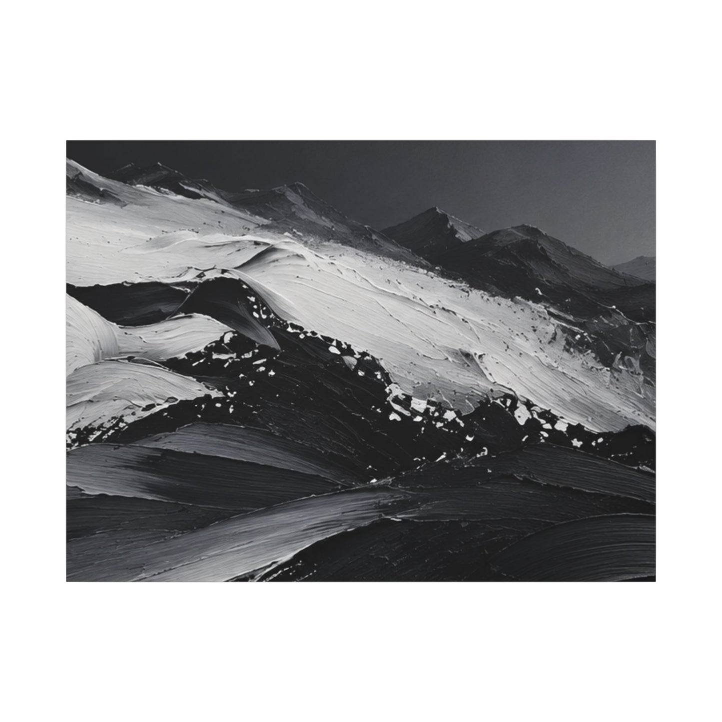 Monochrome Mountain Abstract Matte Canvas