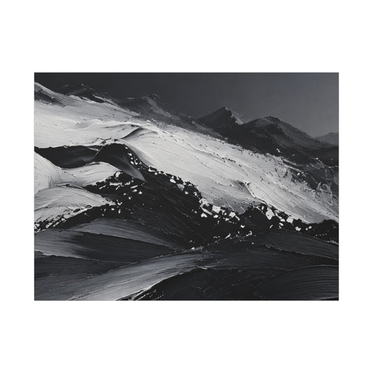 Monochrome Mountain Abstract Matte Canvas