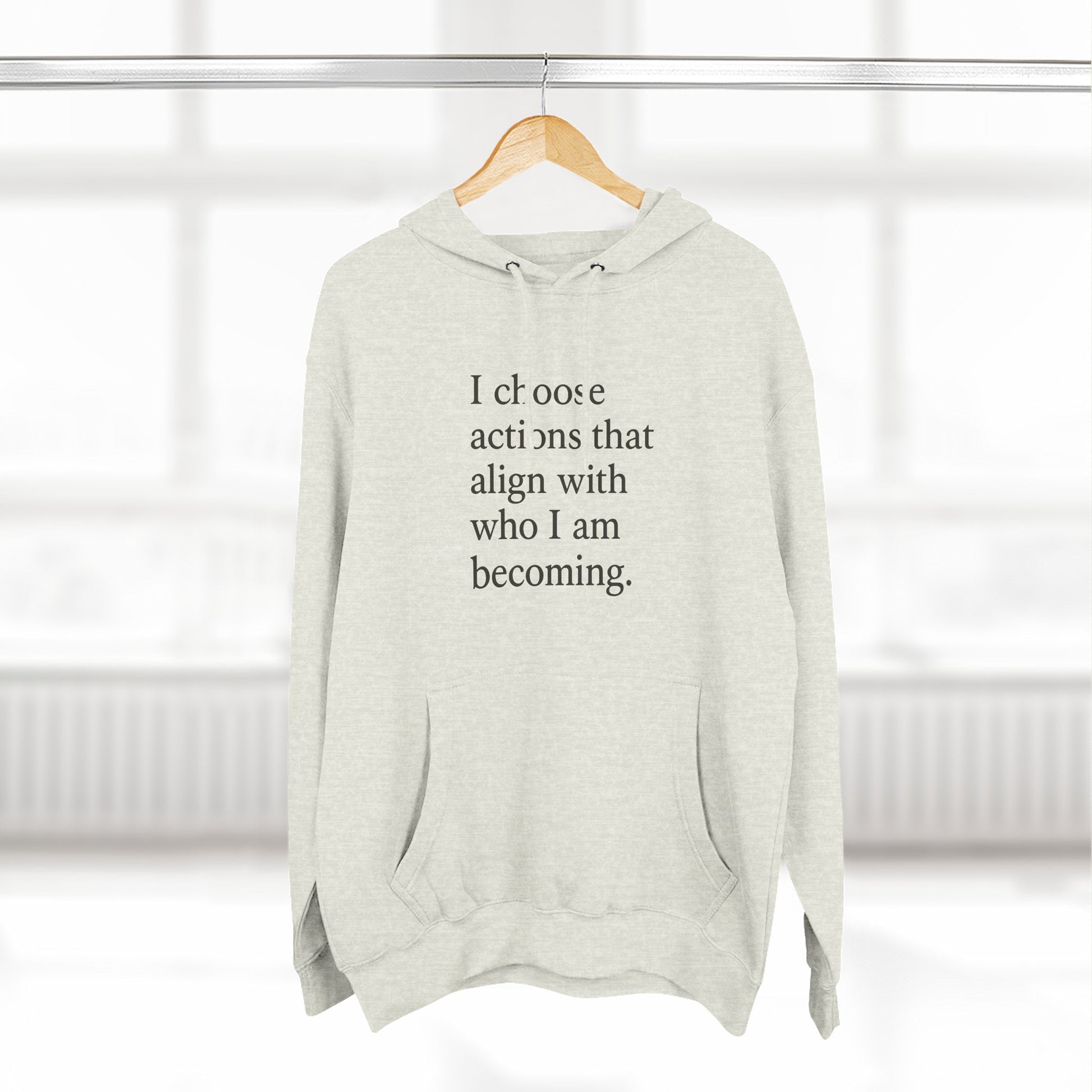 Hoodie — "I choose actions that align with who I am becoming." Inspirational Fleece Hoodie - HealthandlifestylewChiny