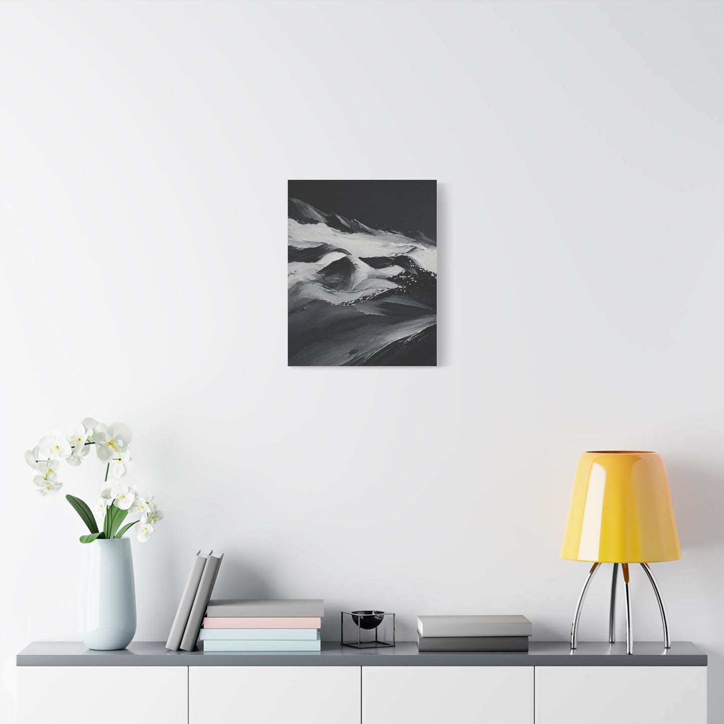 Monochrome Wave Abstract Canvas — Matte Stretched Wall Art - HealthandlifestylewChiny