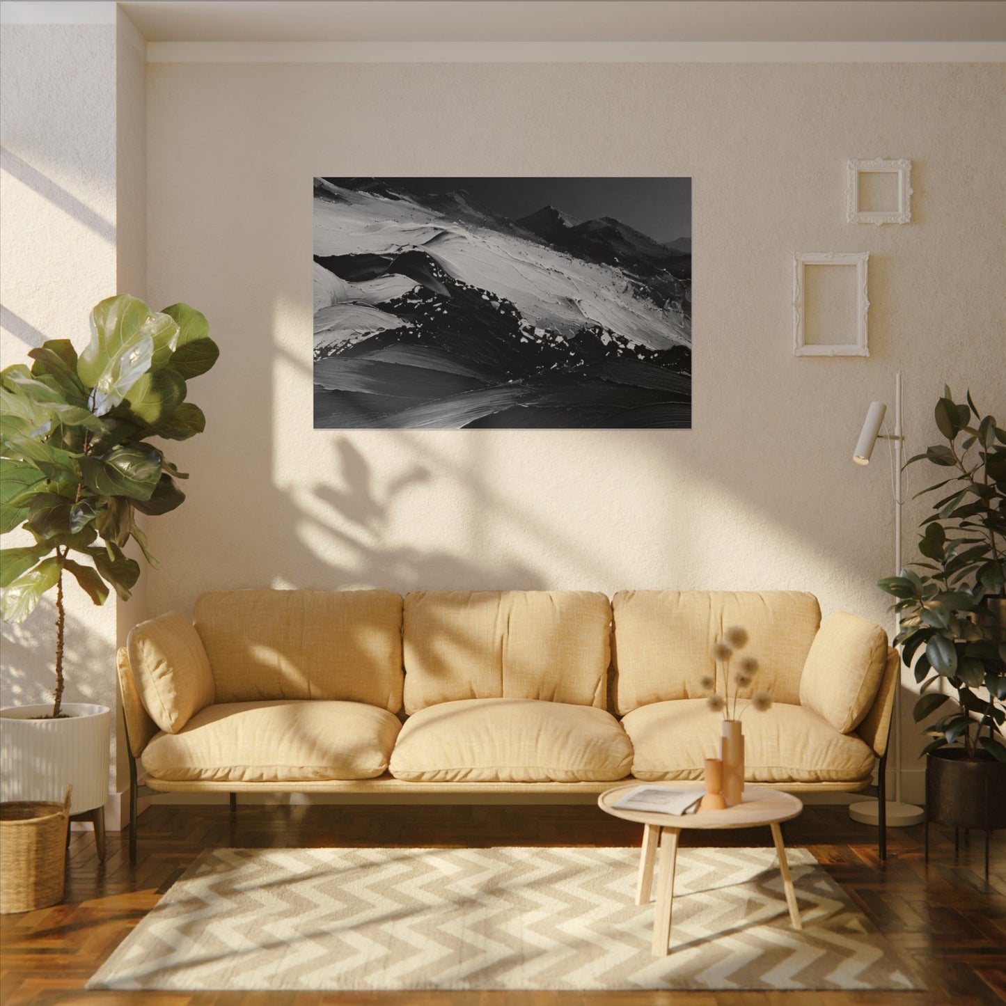 Monochrome Mountain Abstract Matte Canvas