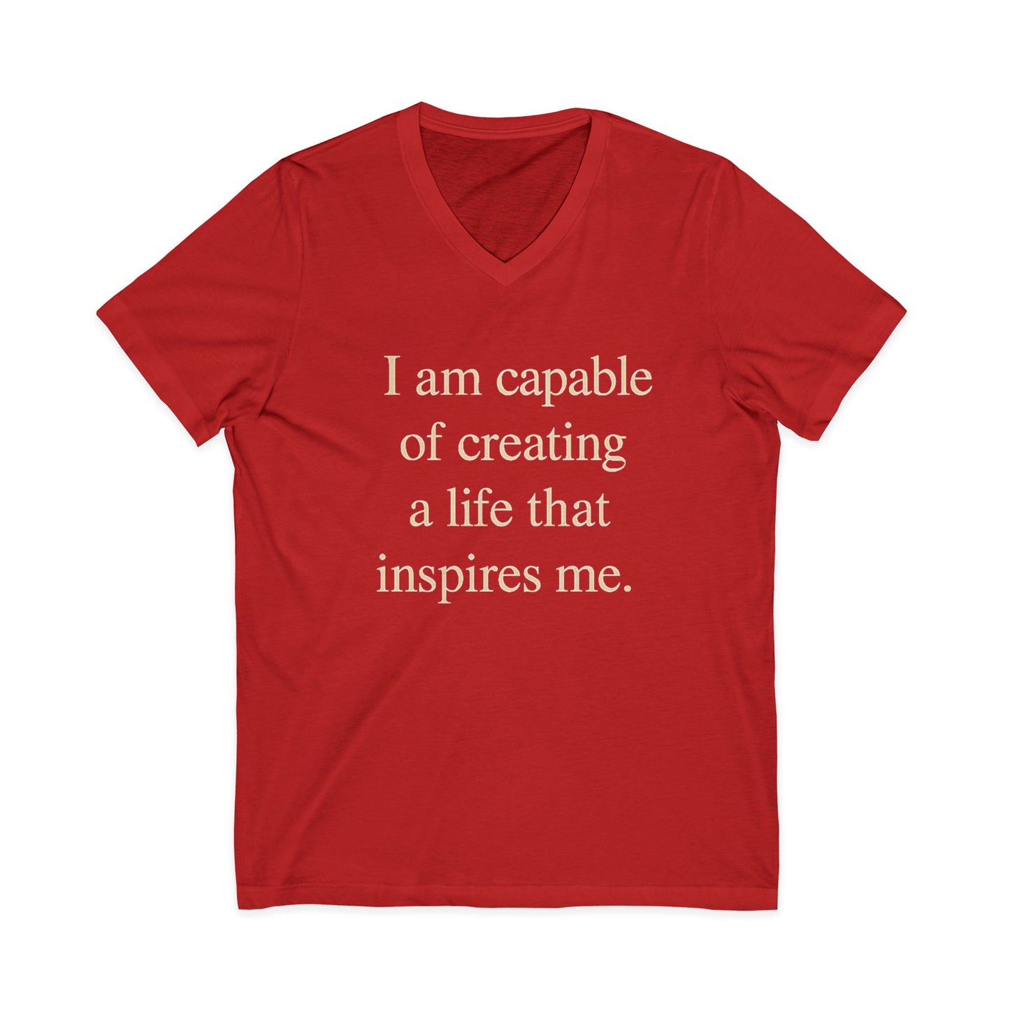 Inspirational V‑Neck Tee — “I am capable of creating a life that inspires me.” - HealthandlifestylewChiny