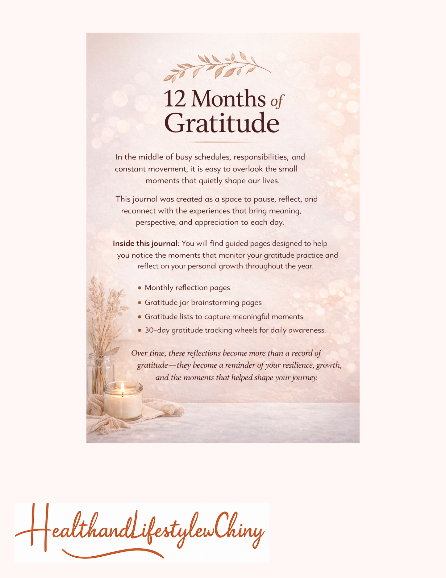 12 Months of Gratitude Journal – Daily Reflection & Mindset Growth Workbook - HealthandlifestylewChiny