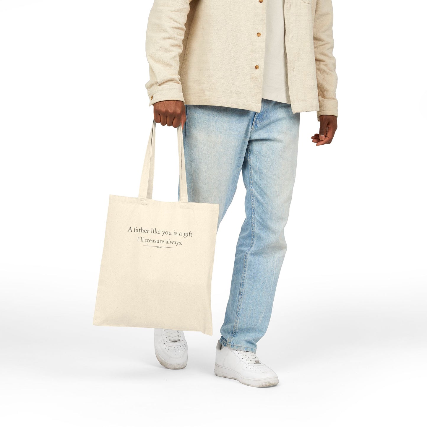 Tote Bag — "A father like you is a gift I'll treasure always" Canvas Father's Day Gift