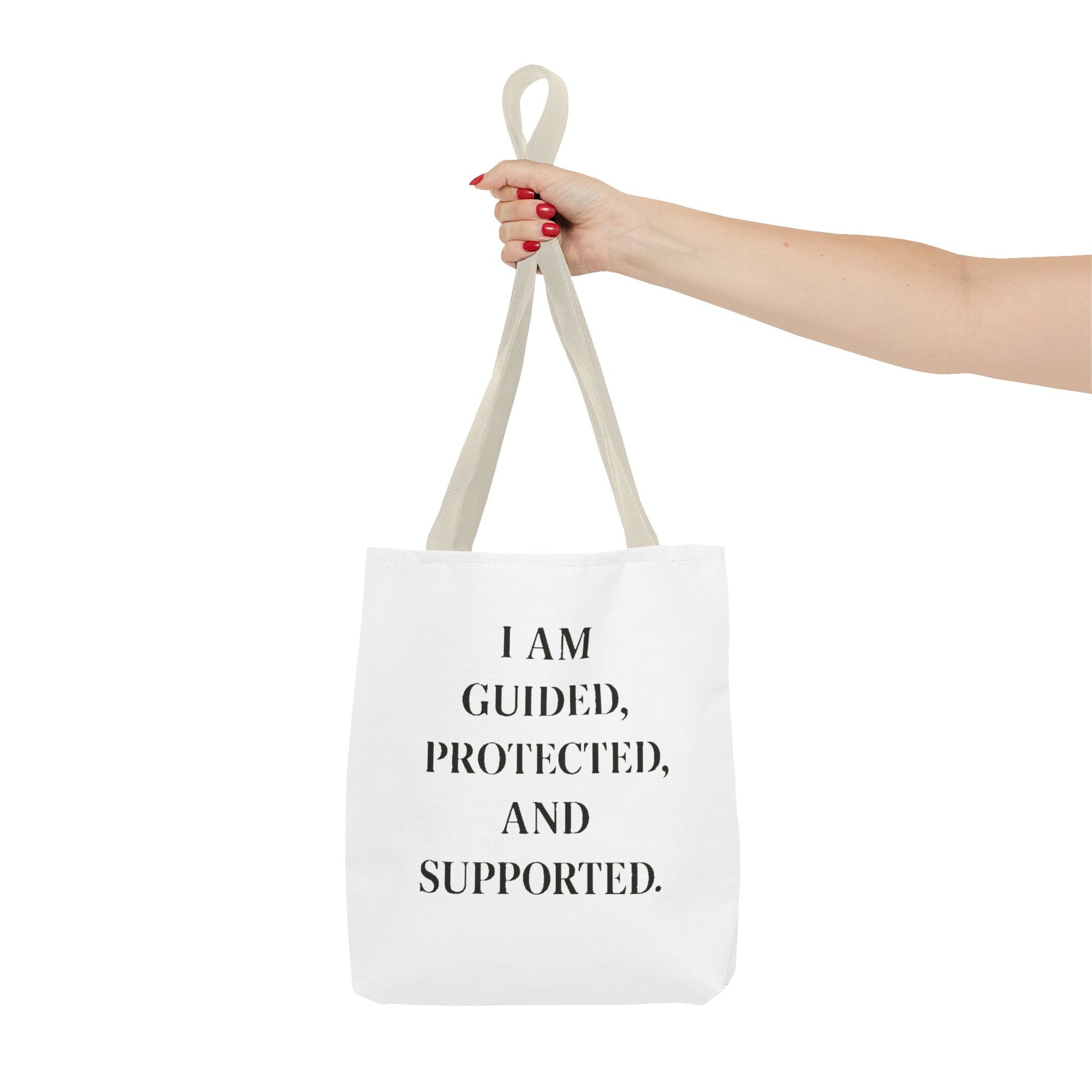 Affirmation Tote Bag - "I Am Guided, Protected, and Supported" Inspirational Canvas Tote - HealthandlifestylewChiny