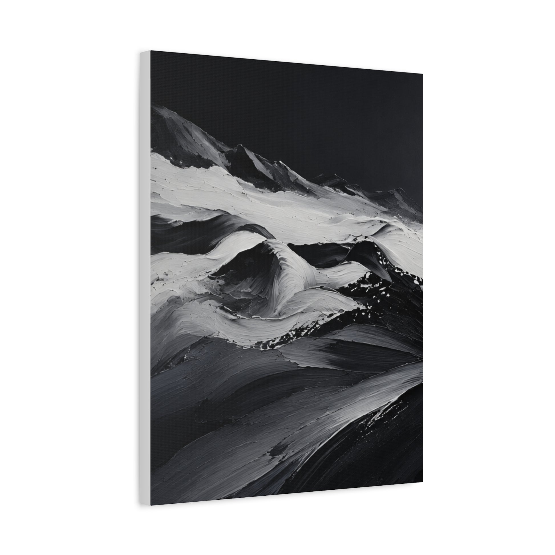 Monochrome Wave Abstract Canvas — Matte Stretched Wall Art - HealthandlifestylewChiny
