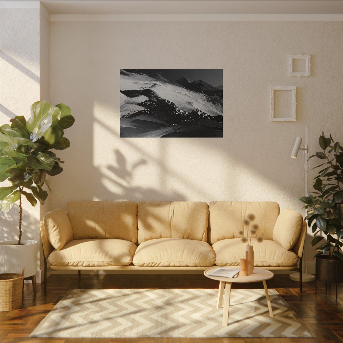 Monochrome Mountain Abstract Matte Canvas