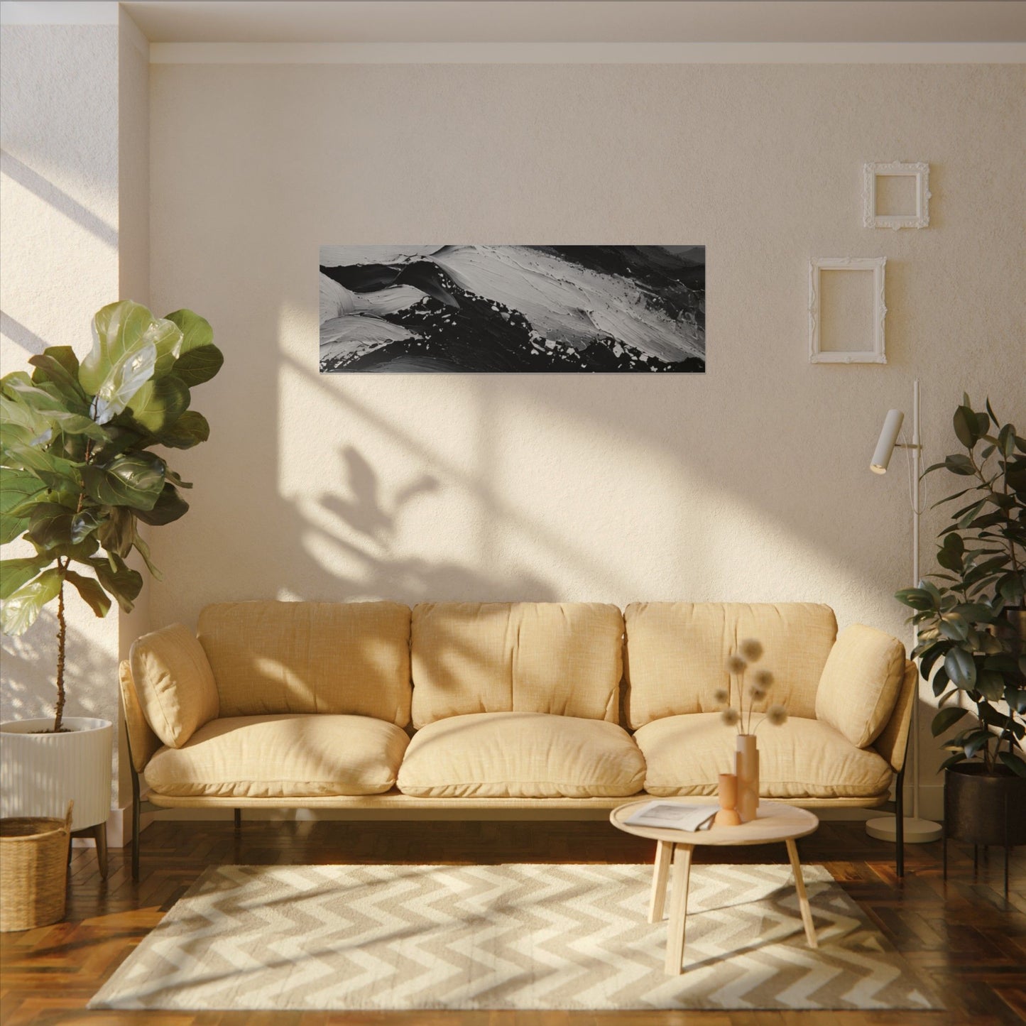 Monochrome Mountain Abstract Matte Canvas