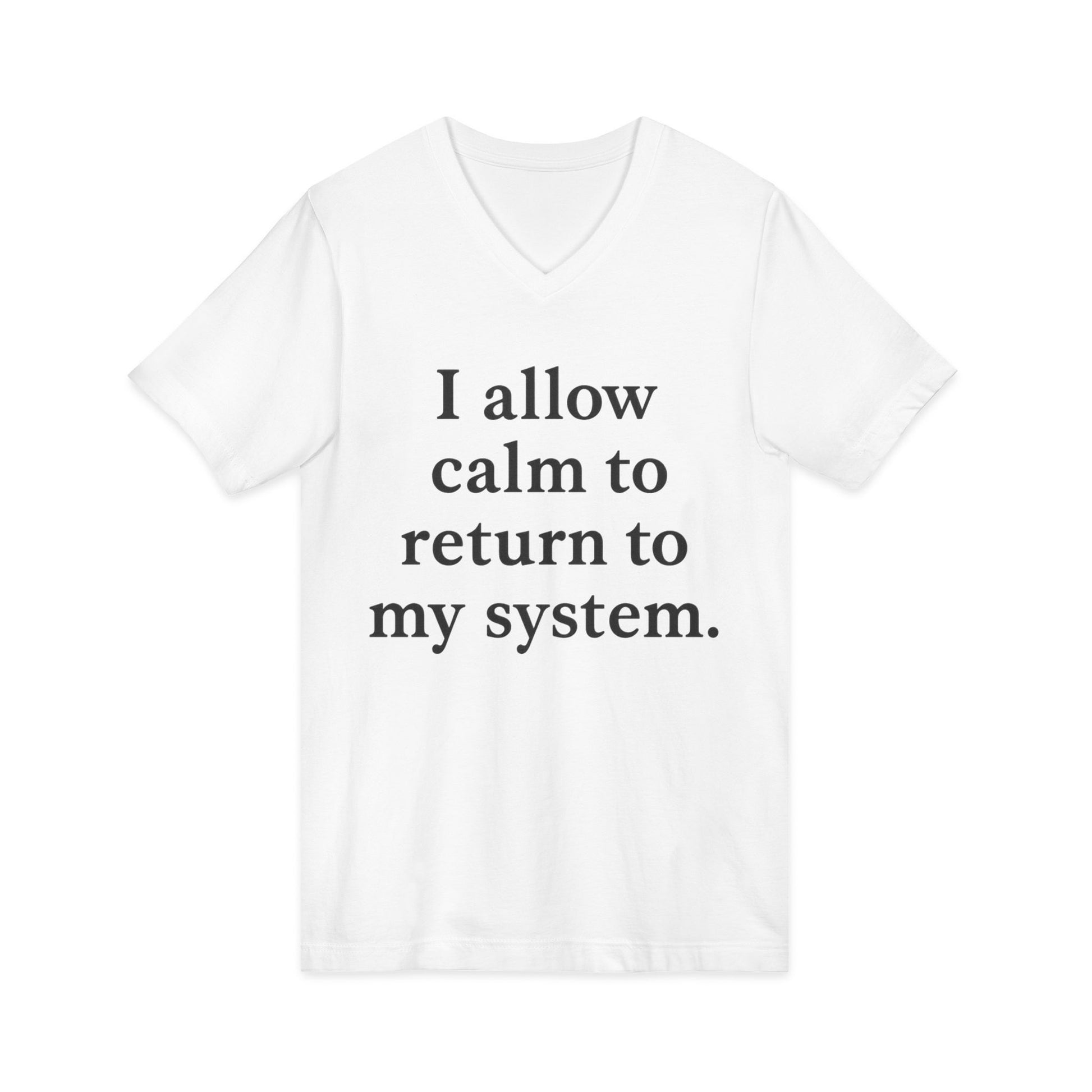 Calm Restoring V-Neck Tee — "I allow calm to return to my system." Mindful Affirmation Shirt - HealthandlifestylewChiny