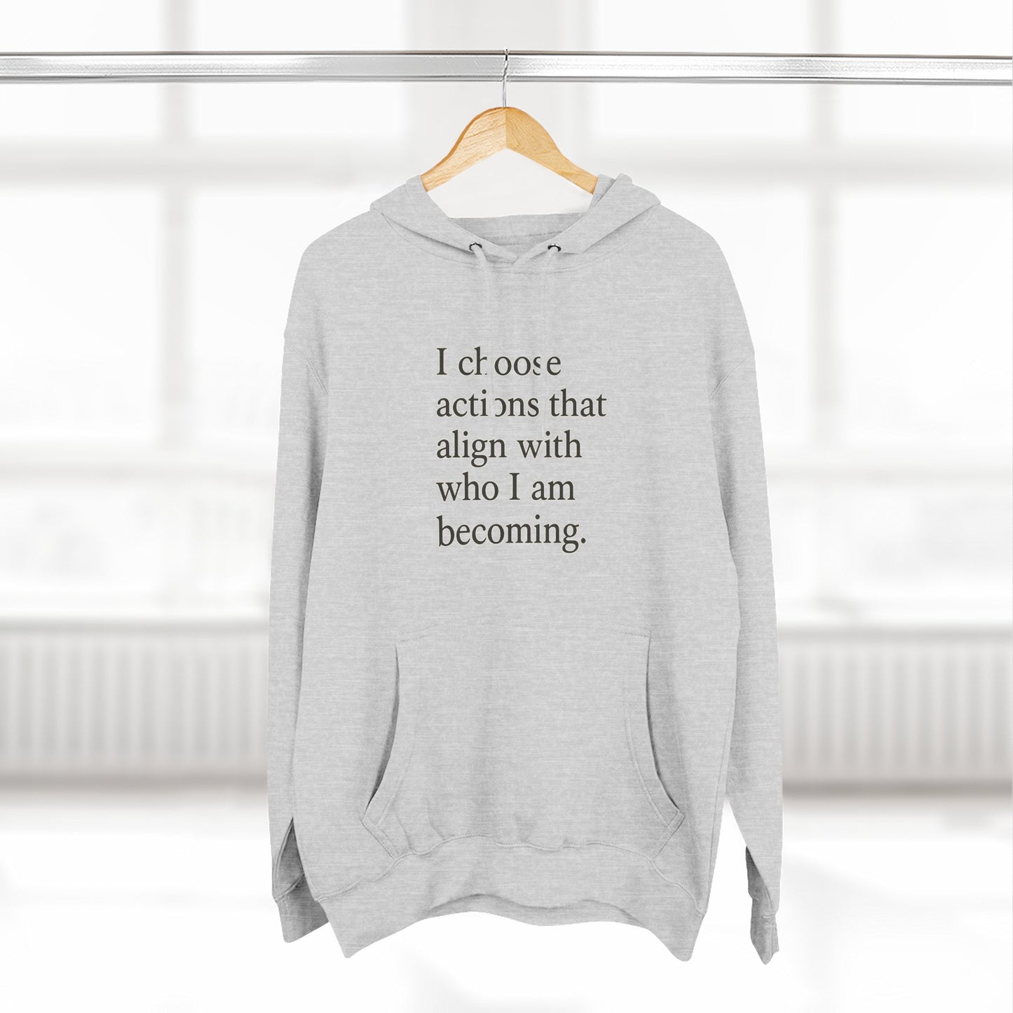 Hoodie — "I choose actions that align with who I am becoming." Inspirational Fleece Hoodie - HealthandlifestylewChiny