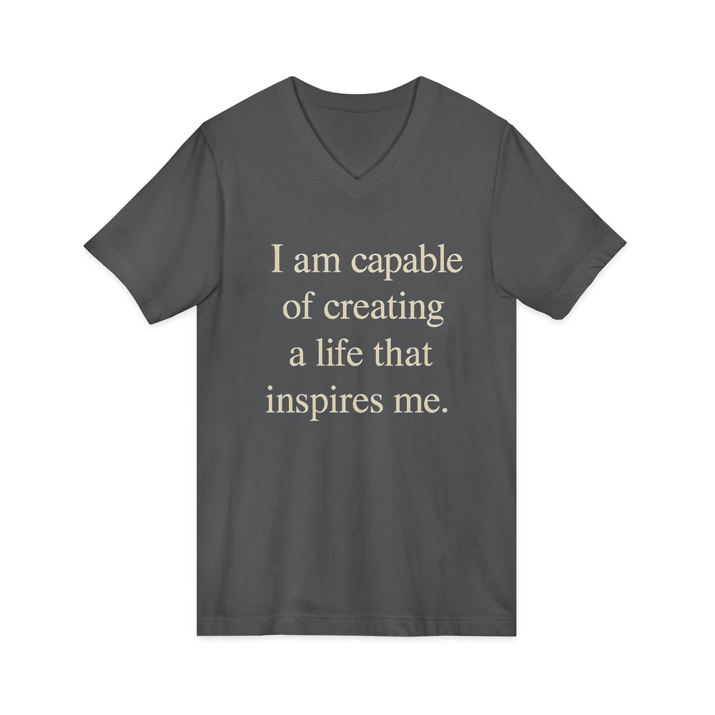 Inspirational V‑Neck Tee — “I am capable of creating a life that inspires me.” - HealthandlifestylewChiny