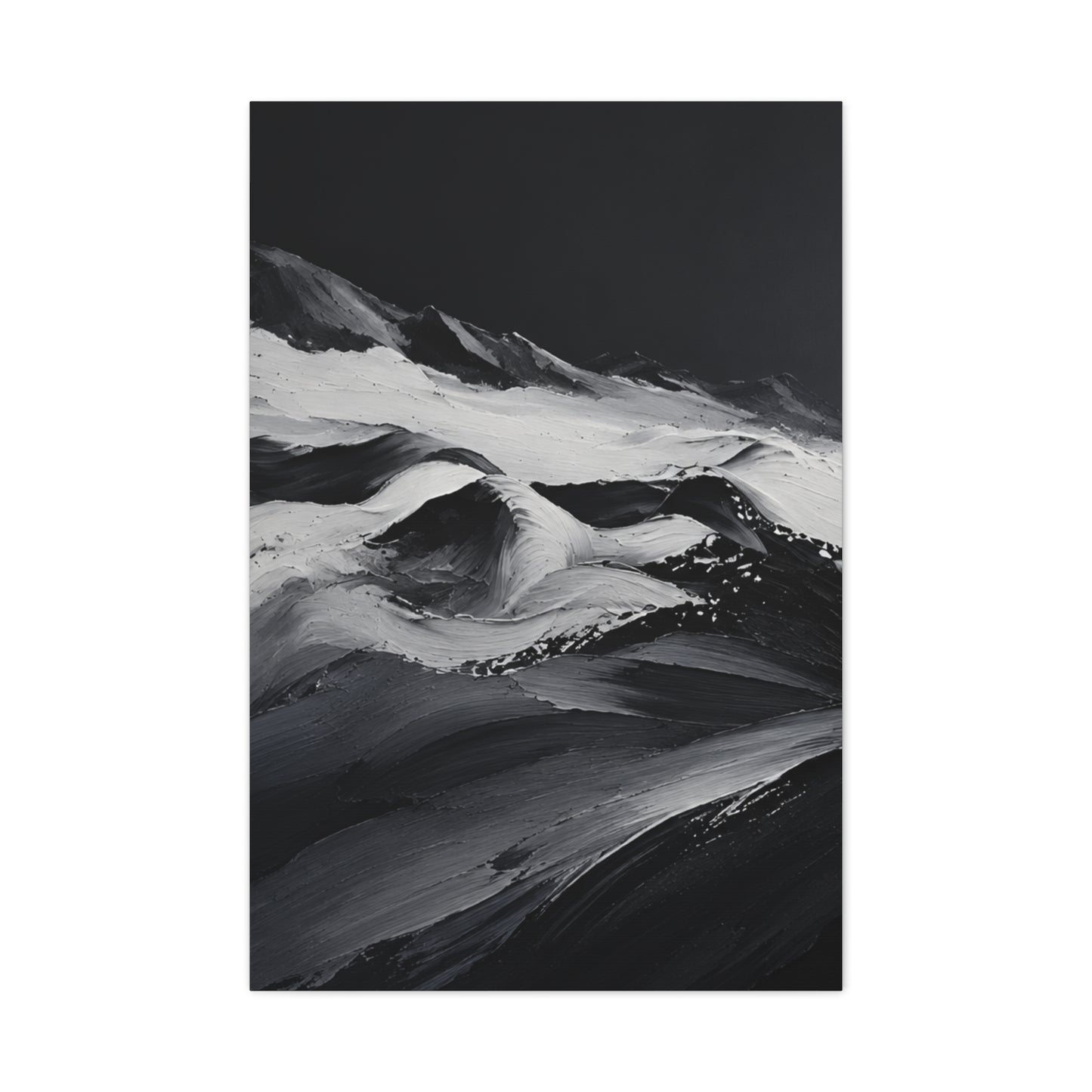Monochrome Wave Abstract Canvas — Matte Stretched Wall Art - HealthandlifestylewChiny