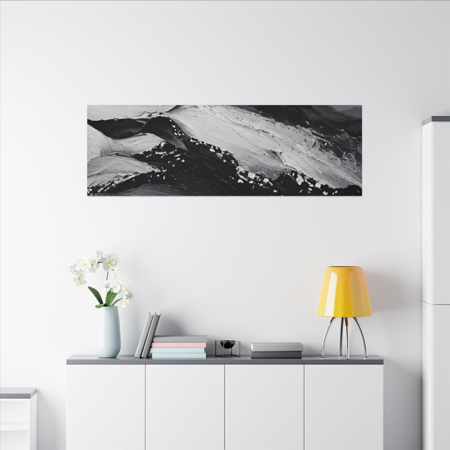 Monochrome Mountain Abstract Matte Canvas