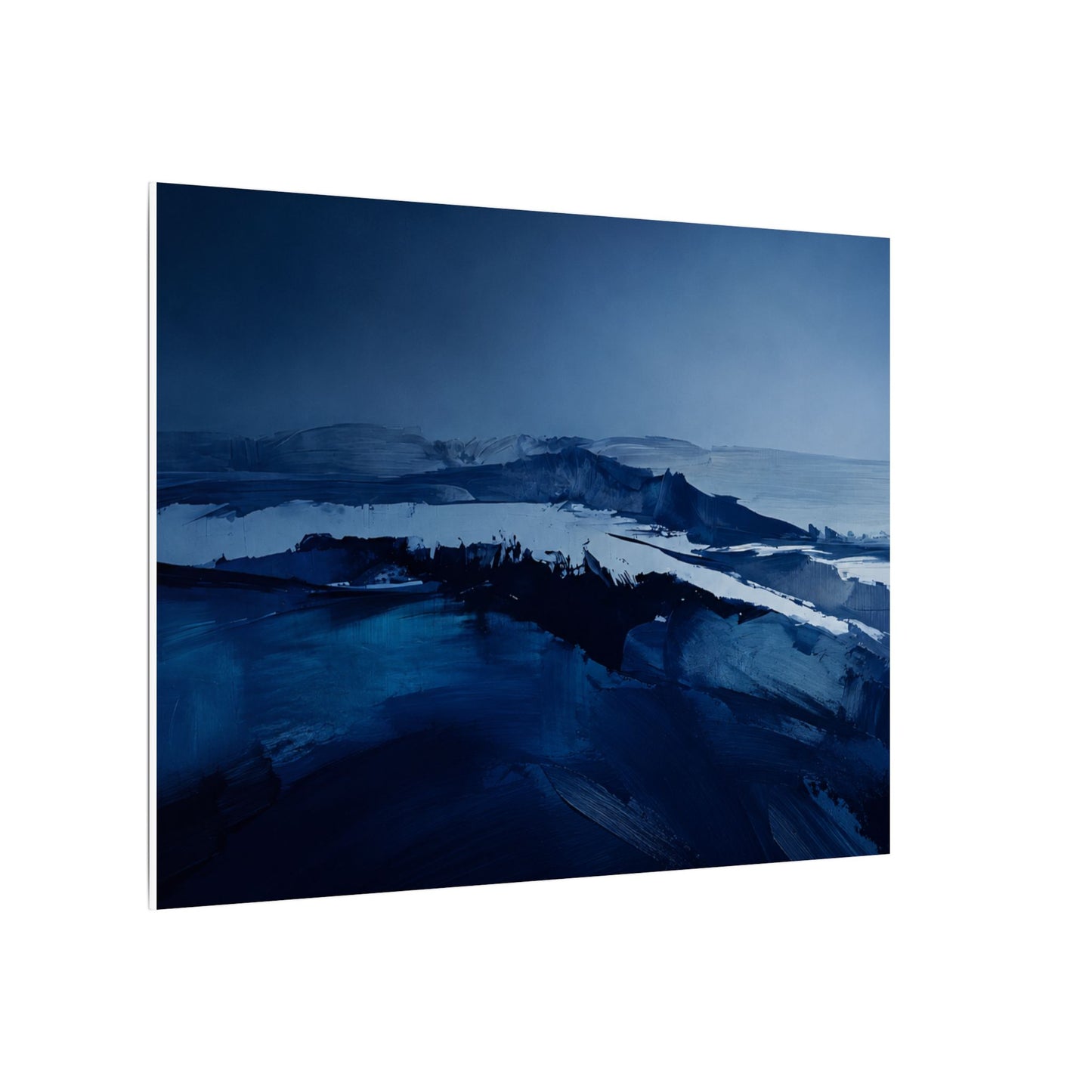 Blue Abstract Coastal Landscape Matte Canvas Print