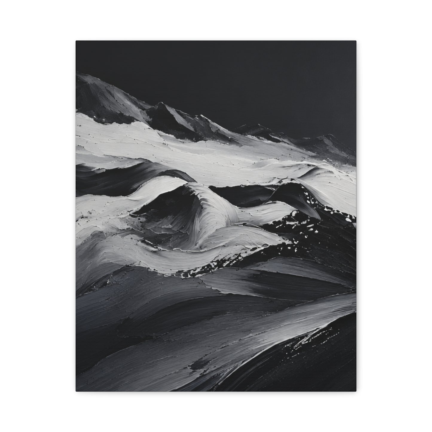 Monochrome Wave Abstract Canvas — Matte Stretched Wall Art - HealthandlifestylewChiny