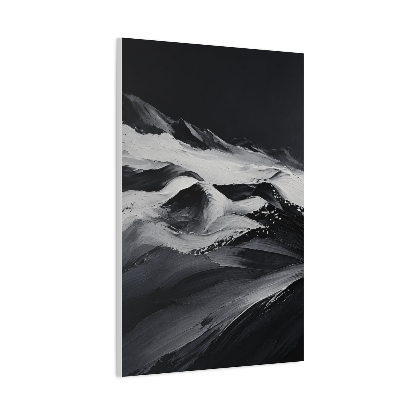 Monochrome Wave Abstract Canvas — Matte Stretched Wall Art - HealthandlifestylewChiny