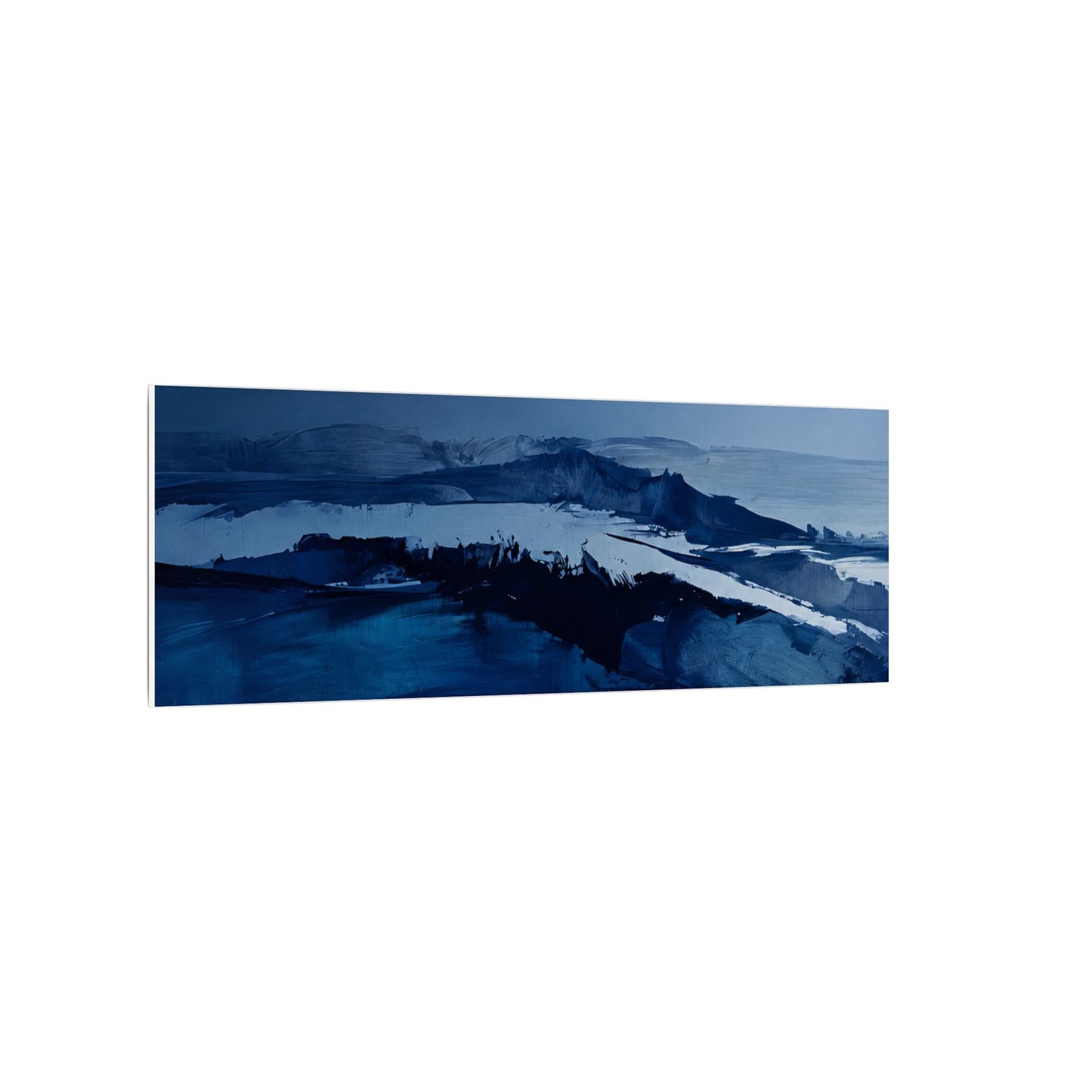 Blue Abstract Coastal Landscape Matte Canvas Print