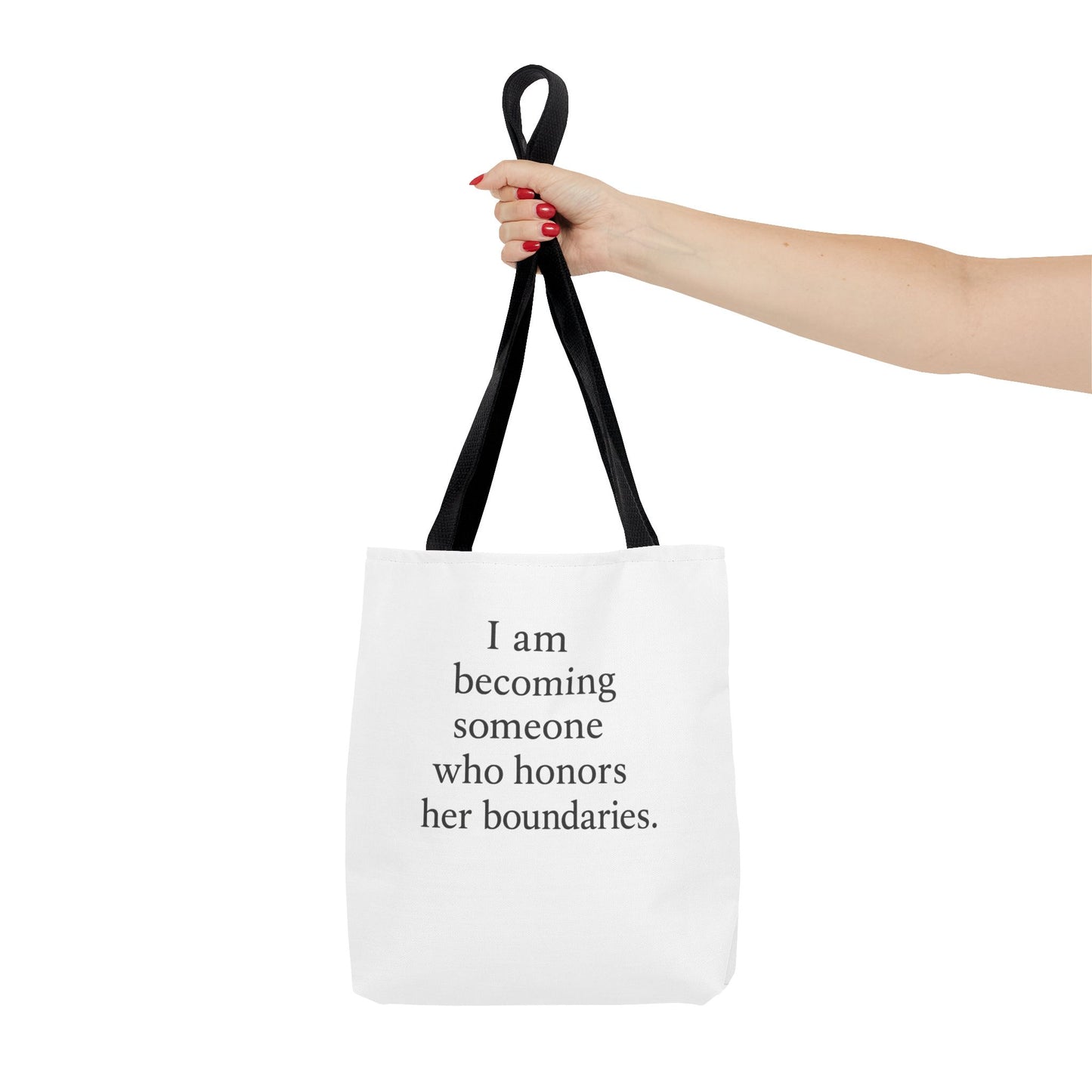 Tote Bag — "I am becoming someone who honors her boundaries." Inspirational Quote Tote - HealthandlifestylewChiny