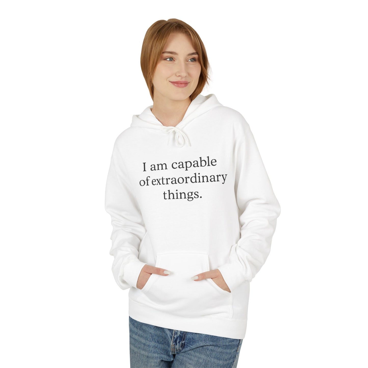 Inspirational Hoodie — "I am capable of extraordinary things." Motivational Pullover - HealthandlifestylewChiny