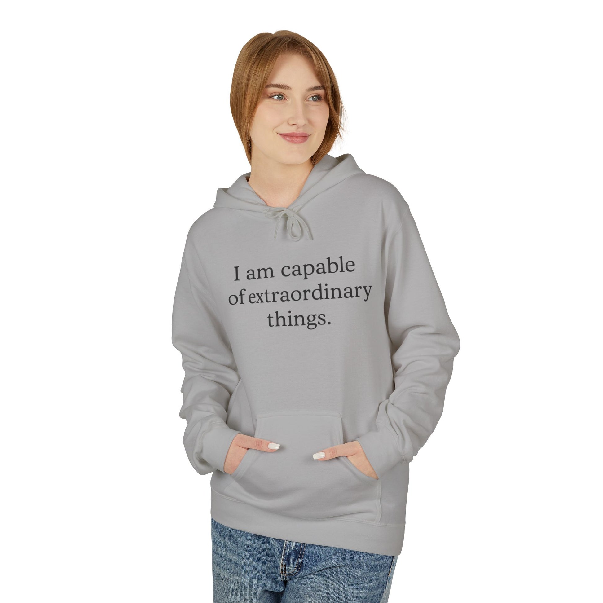 Inspirational Hoodie — "I am capable of extraordinary things." Motivational Pullover - HealthandlifestylewChiny