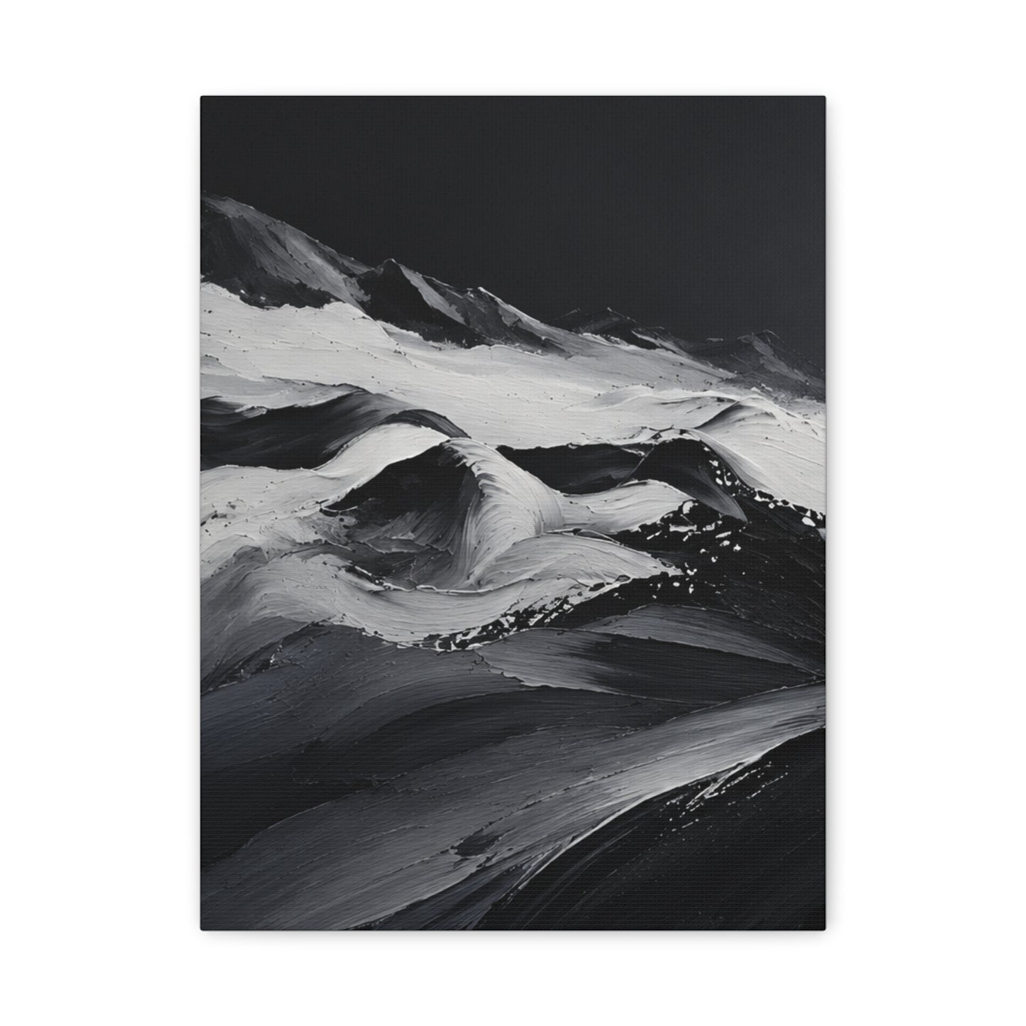 Monochrome Wave Abstract Canvas — Matte Stretched Wall Art - HealthandlifestylewChiny