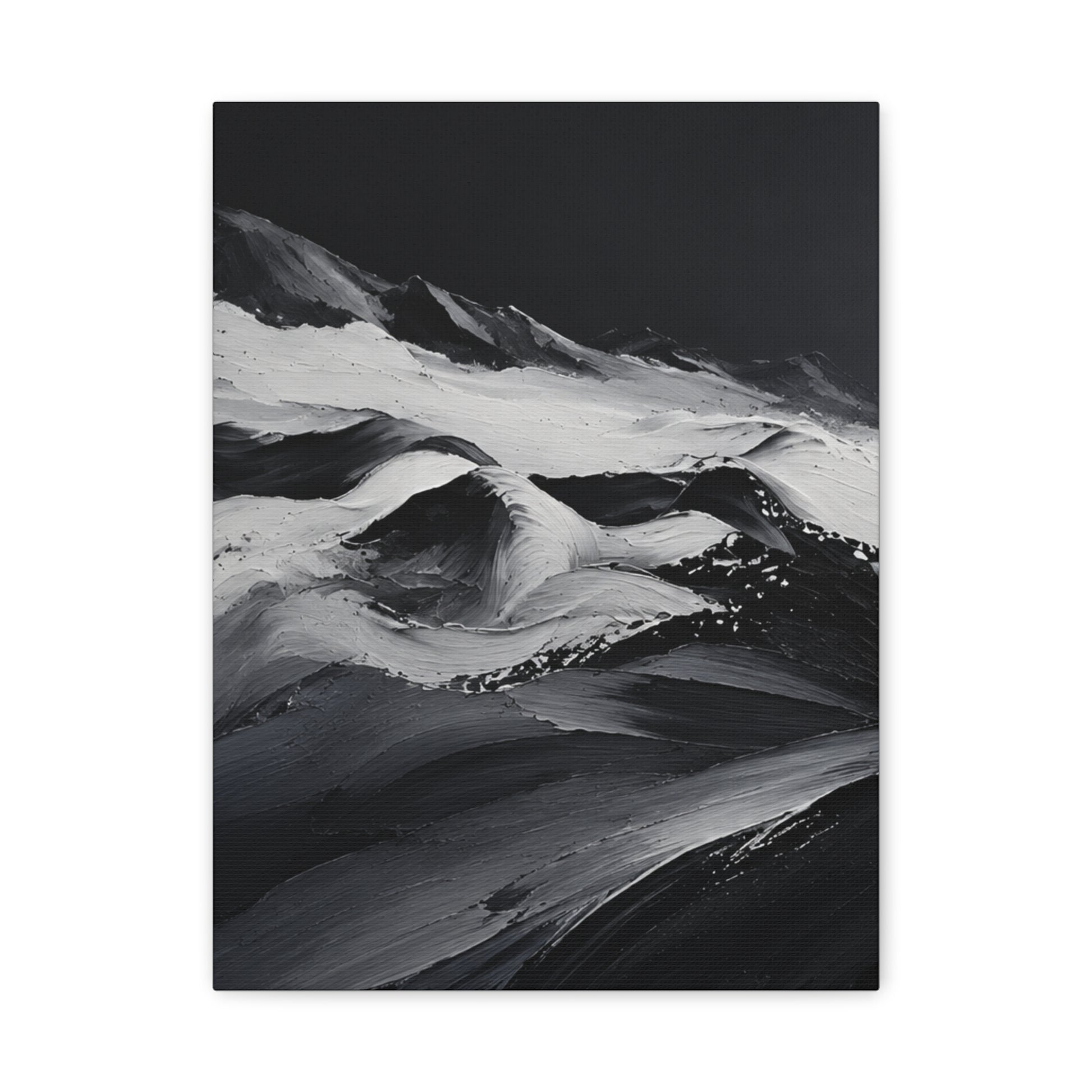 Monochrome Wave Abstract Canvas — Matte Stretched Wall Art - HealthandlifestylewChiny
