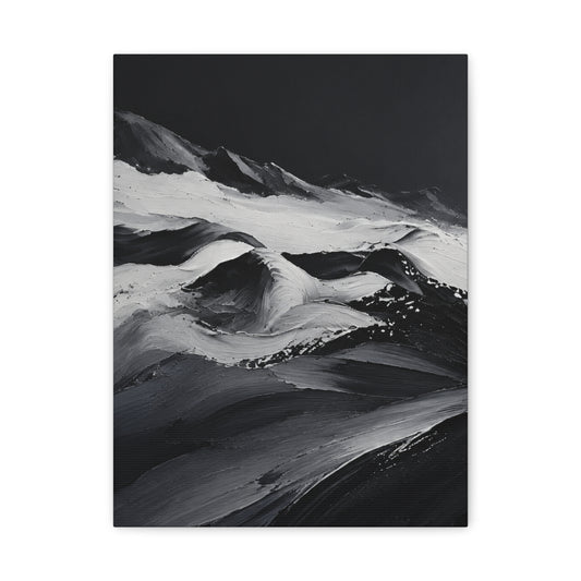 Monochrome Wave Abstract Canvas — Matte Stretched Wall Art - HealthandlifestylewChiny