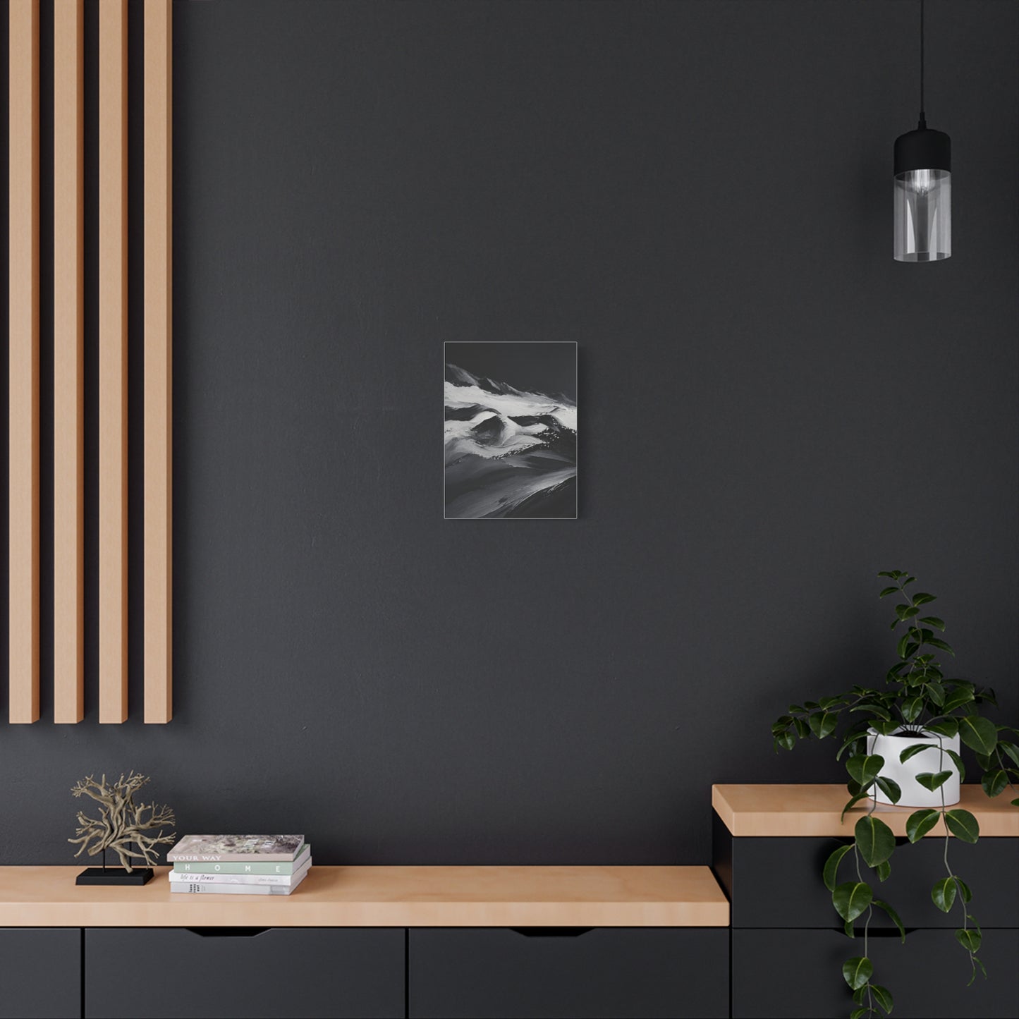 Monochrome Wave Abstract Canvas — Matte Stretched Wall Art - HealthandlifestylewChiny