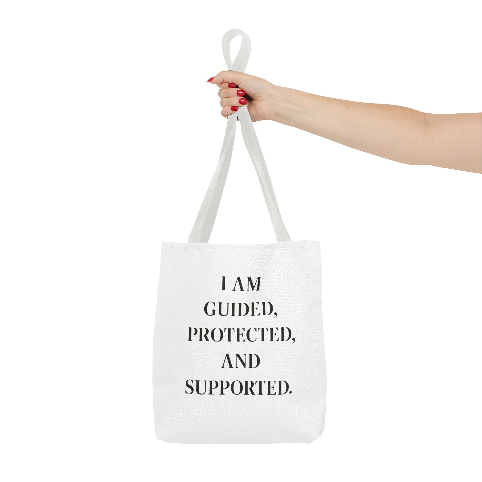 Affirmation Tote Bag - "I Am Guided, Protected, and Supported" Inspirational Canvas Tote - HealthandlifestylewChiny