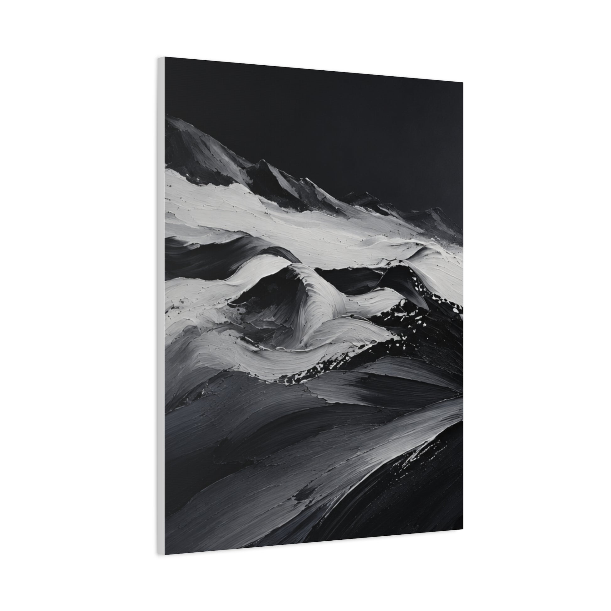 Monochrome Wave Abstract Canvas — Matte Stretched Wall Art - HealthandlifestylewChiny