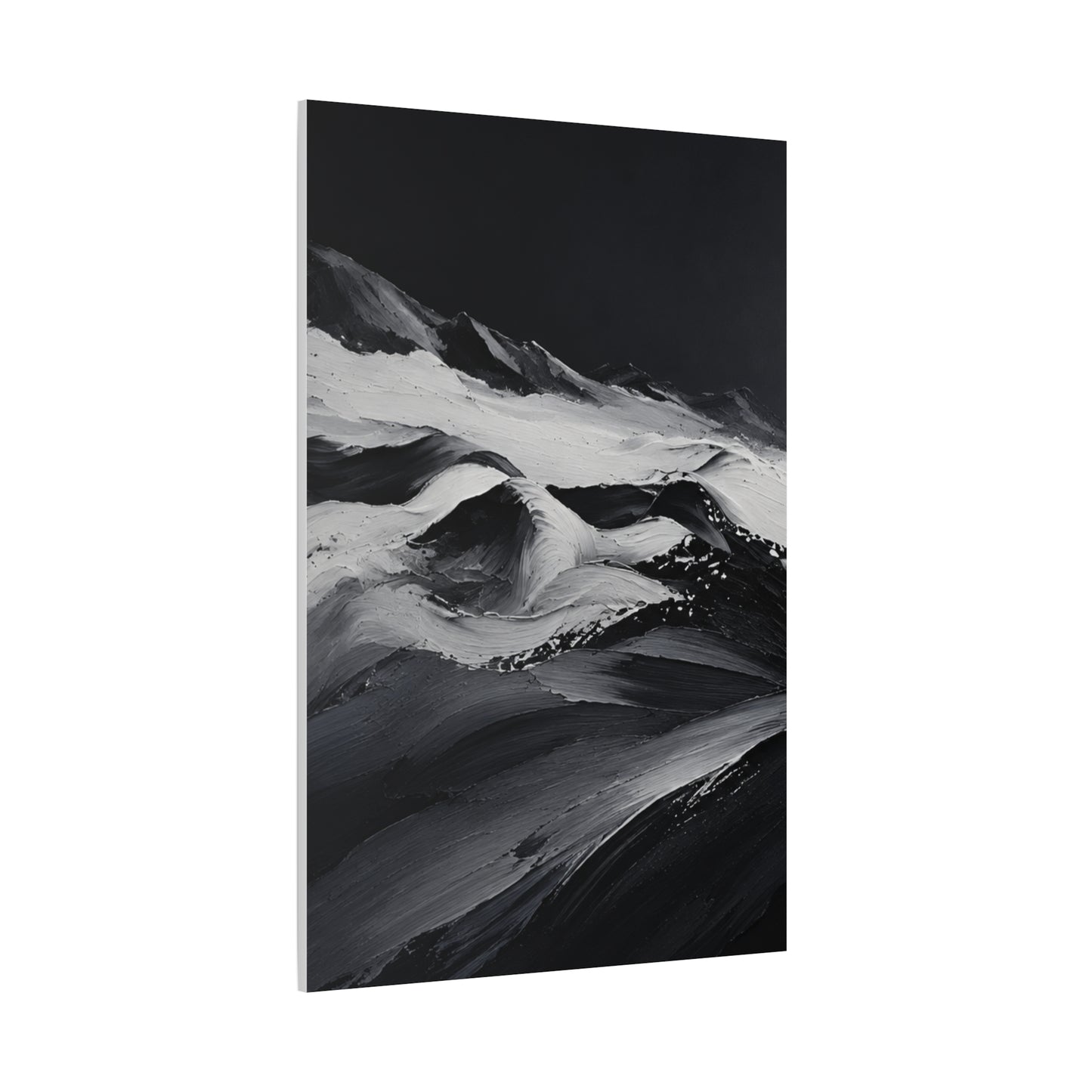 Monochrome Wave Abstract Canvas — Matte Stretched Wall Art - HealthandlifestylewChiny