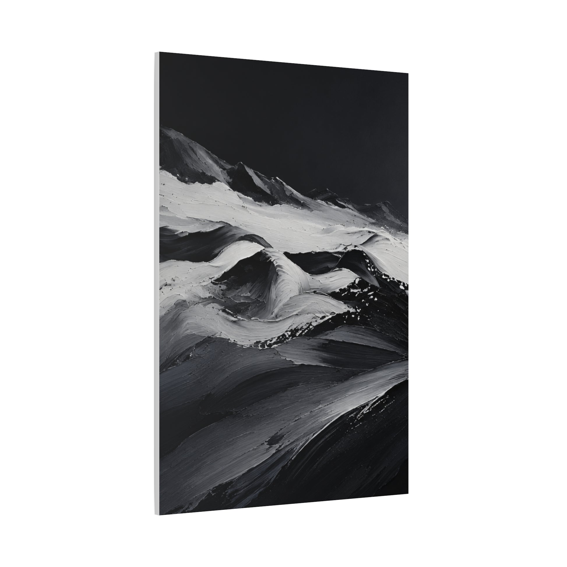 Monochrome Wave Abstract Canvas — Matte Stretched Wall Art - HealthandlifestylewChiny