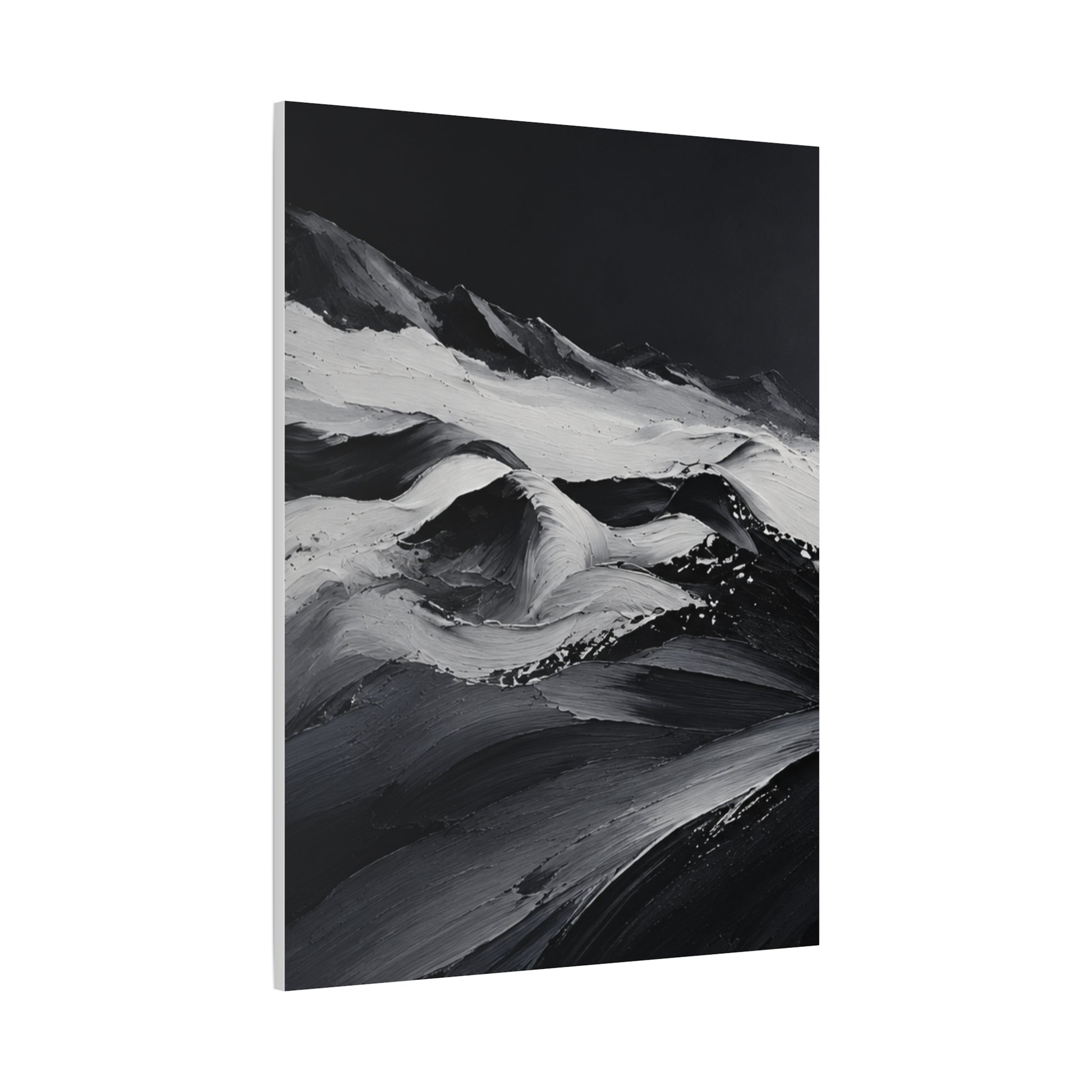 Monochrome Wave Abstract Canvas — Matte Stretched Wall Art - HealthandlifestylewChiny