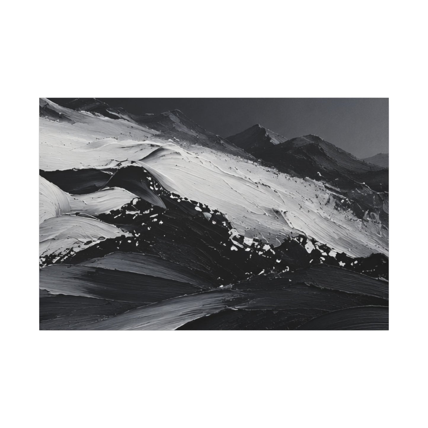 Monochrome Mountain Abstract Matte Canvas
