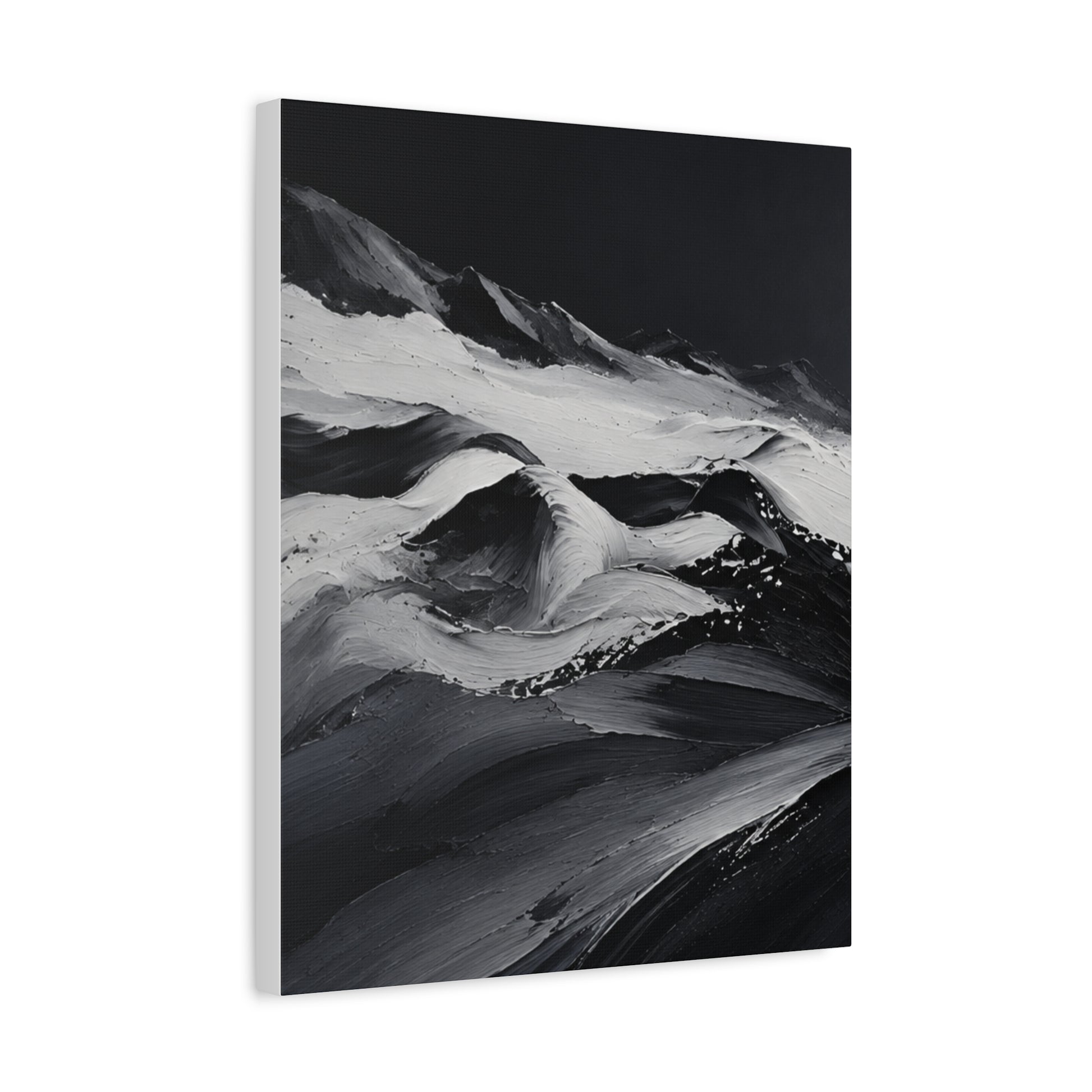 Monochrome Wave Abstract Canvas — Matte Stretched Wall Art - HealthandlifestylewChiny
