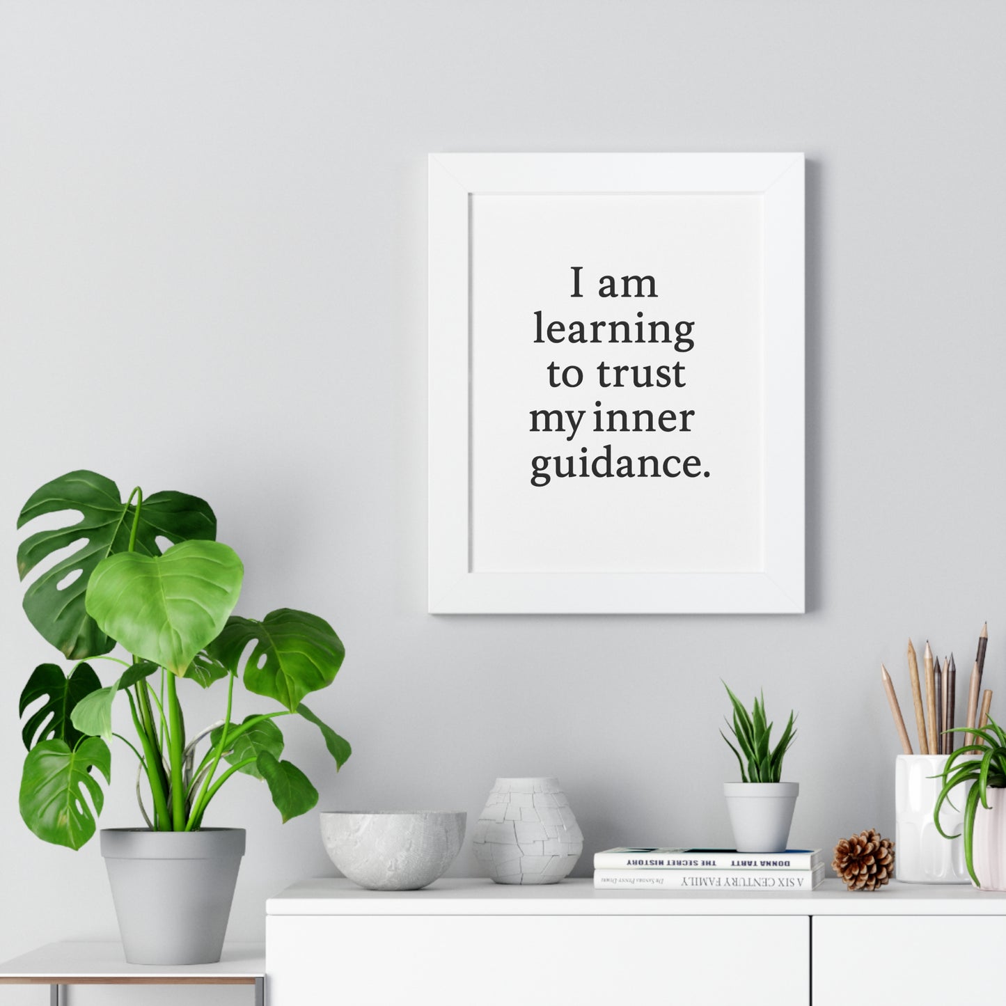 Framed Poster — "I am learning to trust my inner guidance." Minimal Motivational Wall Art - HealthandlifestylewChiny