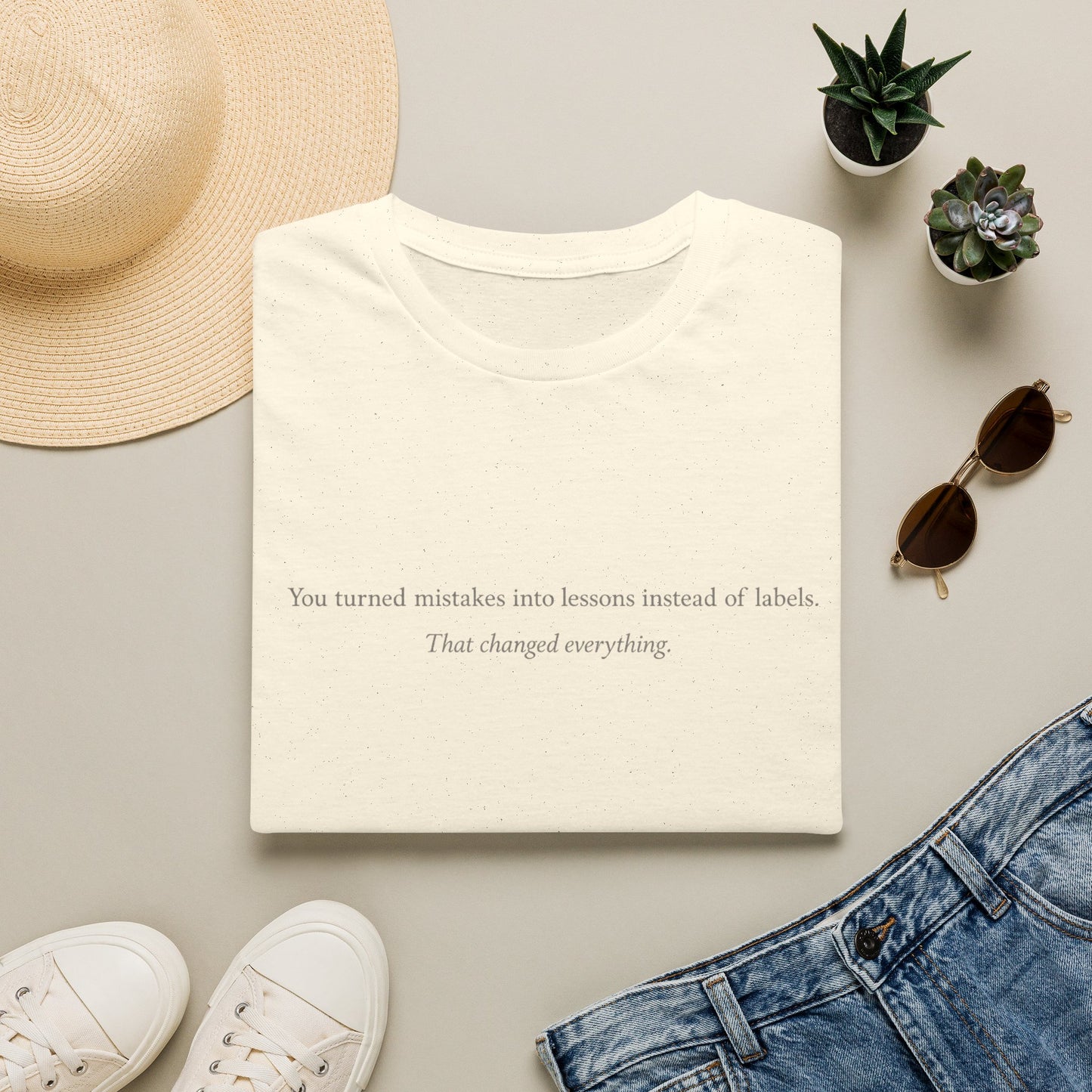 T-Shirt — "You turned mistakes into lessons instead of labels" Minimal Inspirational Tee