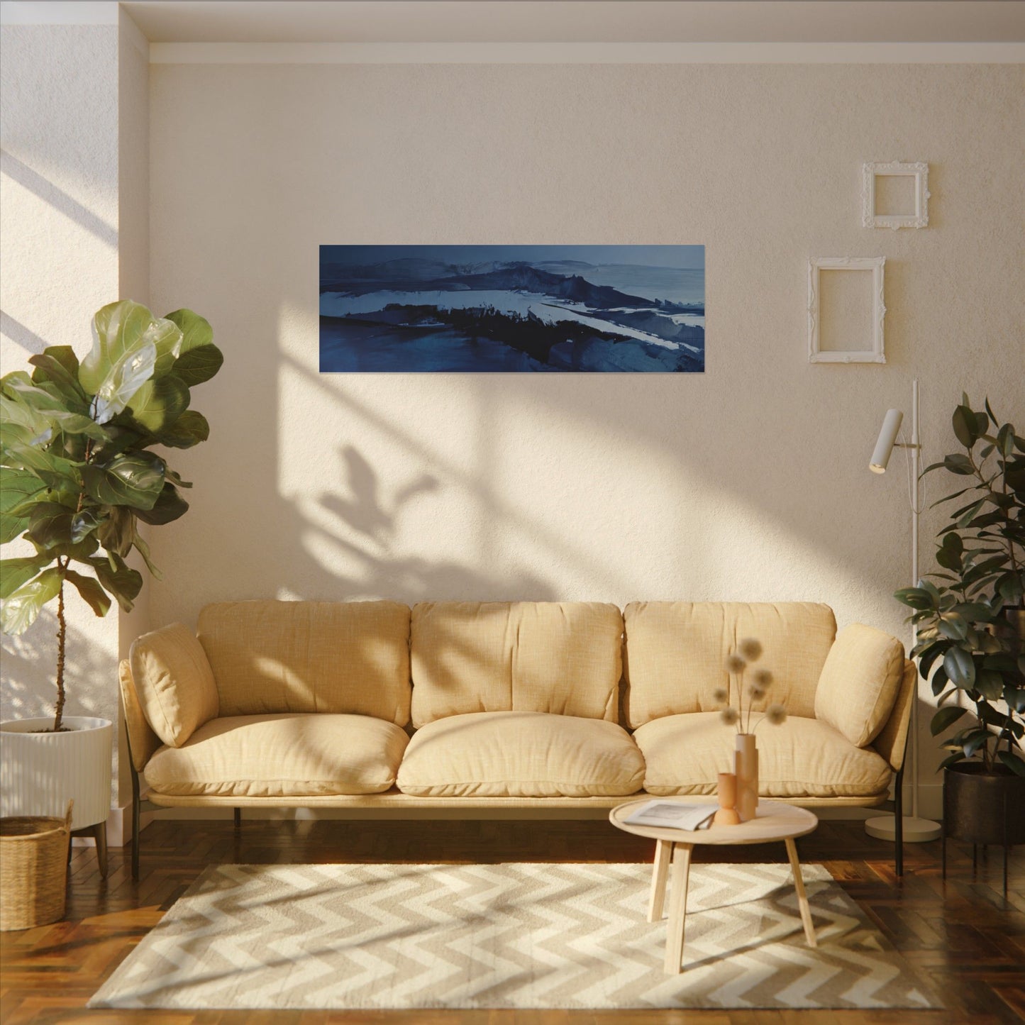 Blue Abstract Coastal Landscape Matte Canvas Print