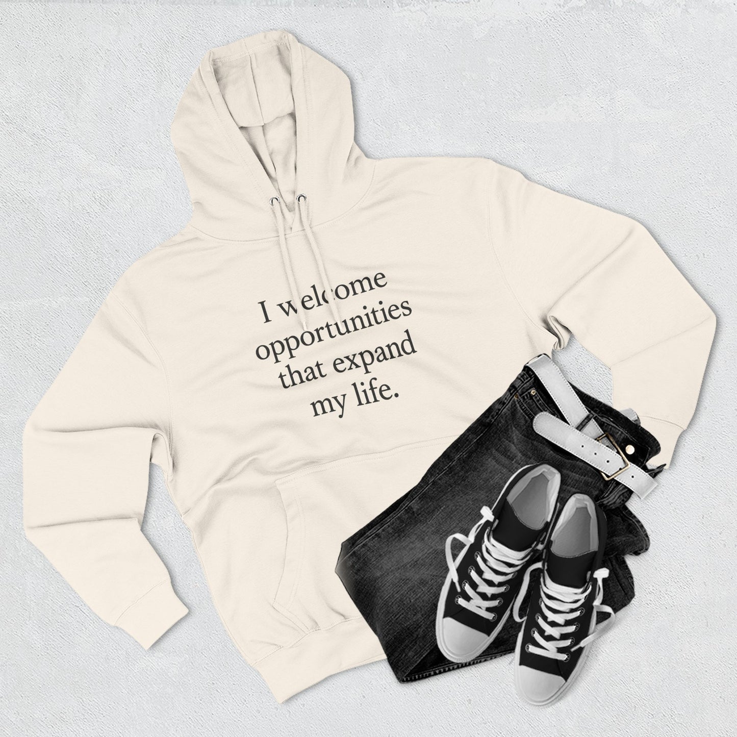 Inspirational Hoodie — "I welcome opportunities that expand my life." Fleece Pullover - HealthandlifestylewChiny