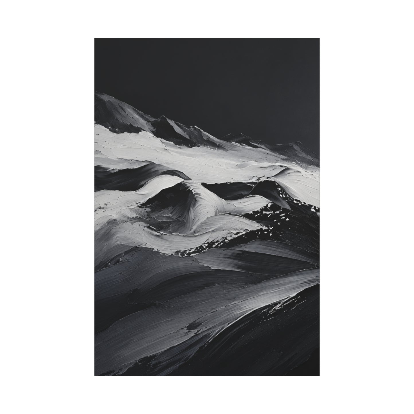 Monochrome Wave Abstract Canvas — Matte Stretched Wall Art - HealthandlifestylewChiny