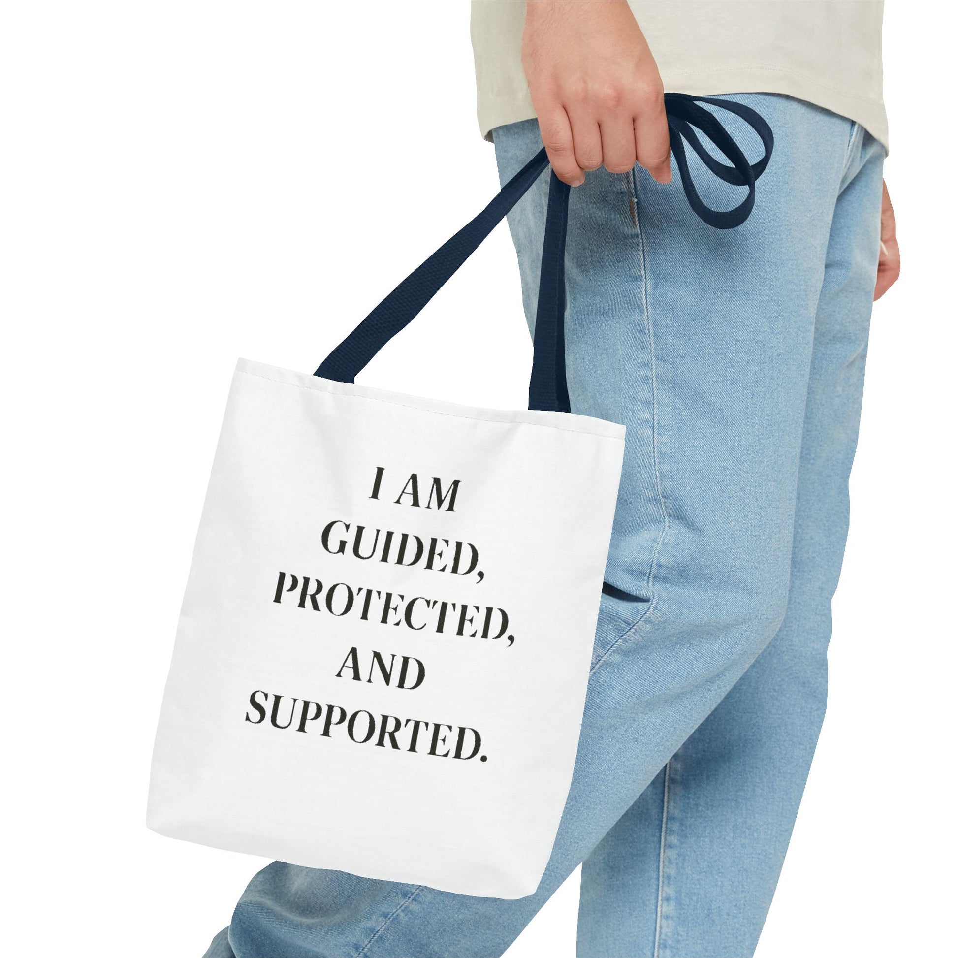 Affirmation Tote Bag - "I Am Guided, Protected, and Supported" Inspirational Canvas Tote - HealthandlifestylewChiny