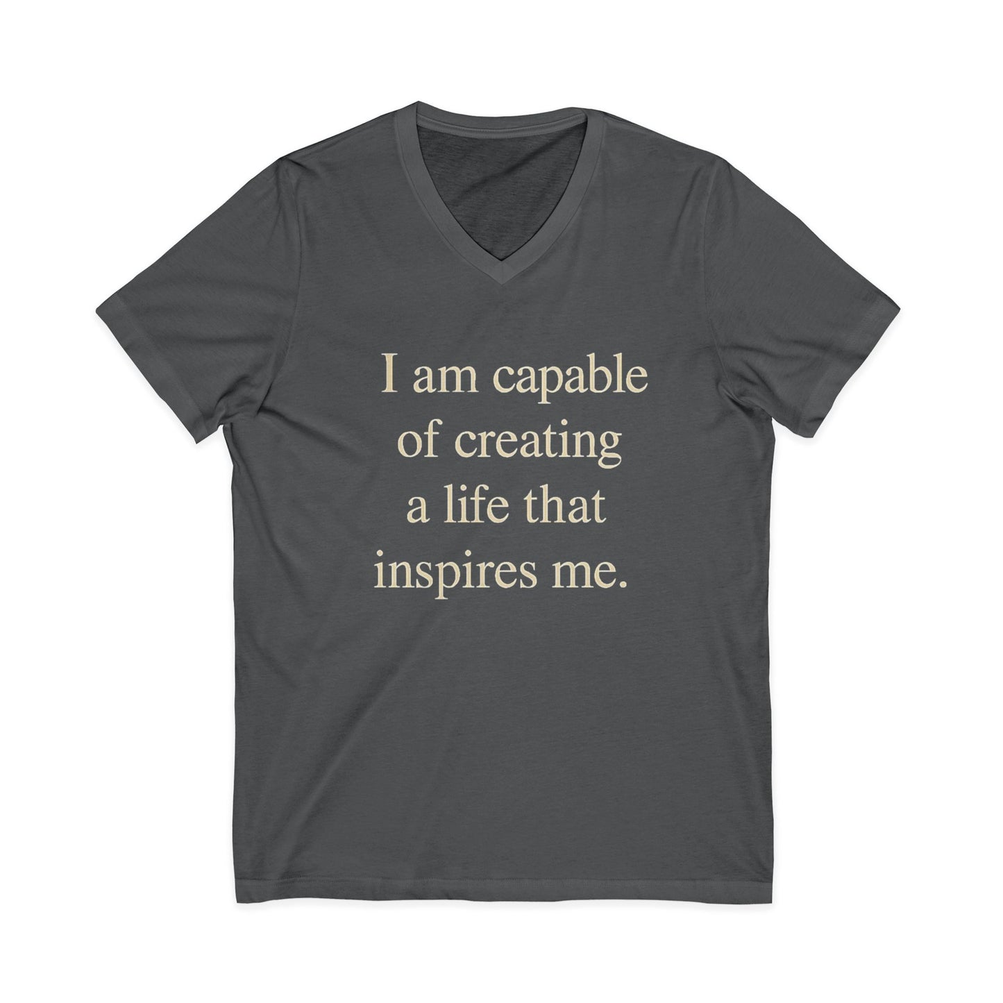 Inspirational V‑Neck Tee — “I am capable of creating a life that inspires me.” - HealthandlifestylewChiny