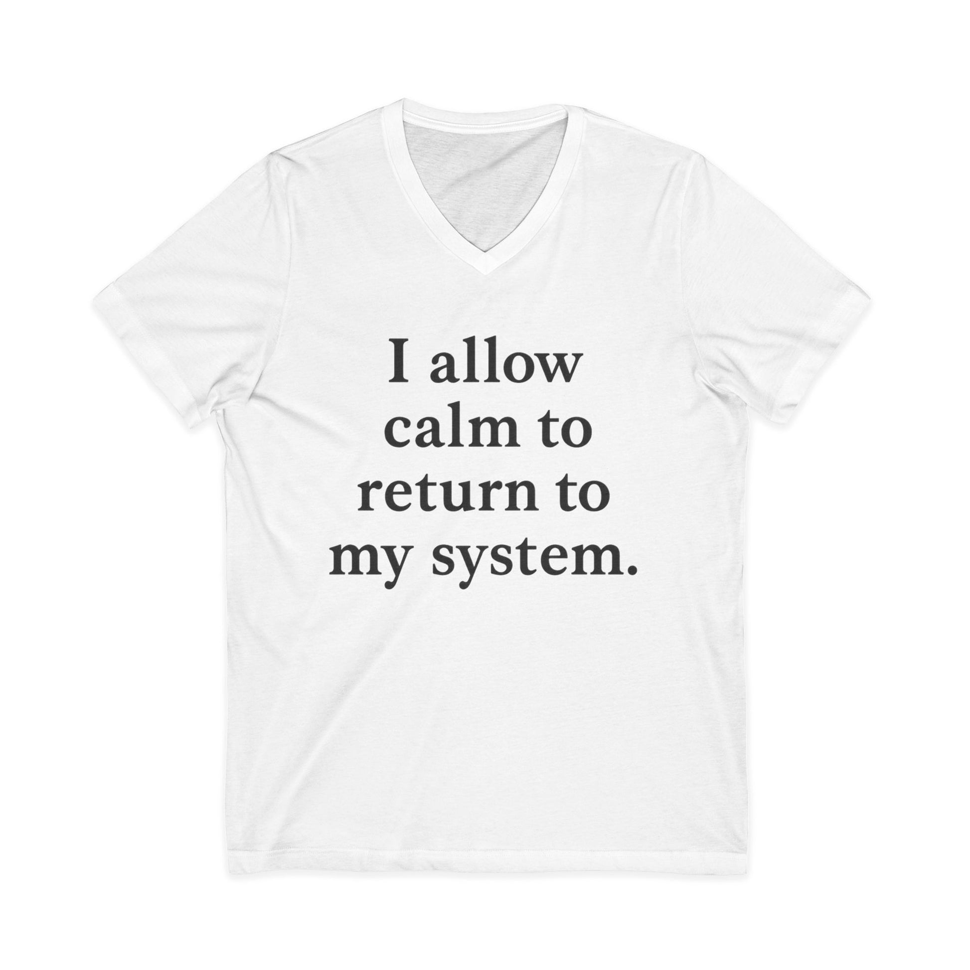 Calm Restoring V-Neck Tee — "I allow calm to return to my system." Mindful Affirmation Shirt - HealthandlifestylewChiny