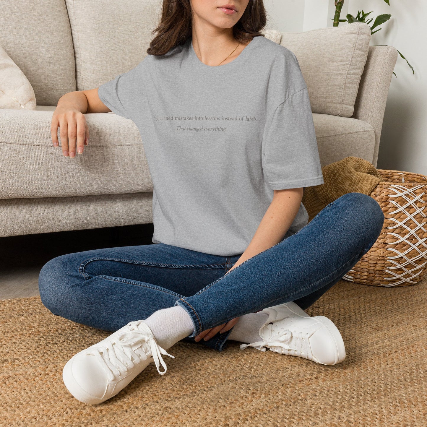 T-Shirt — "You turned mistakes into lessons instead of labels" Minimal Inspirational Tee