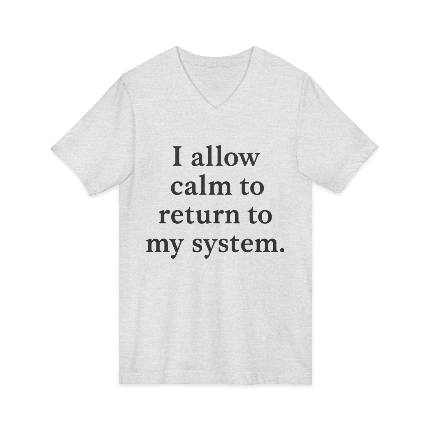 Calm Restoring V-Neck Tee — "I allow calm to return to my system." Mindful Affirmation Shirt - HealthandlifestylewChiny