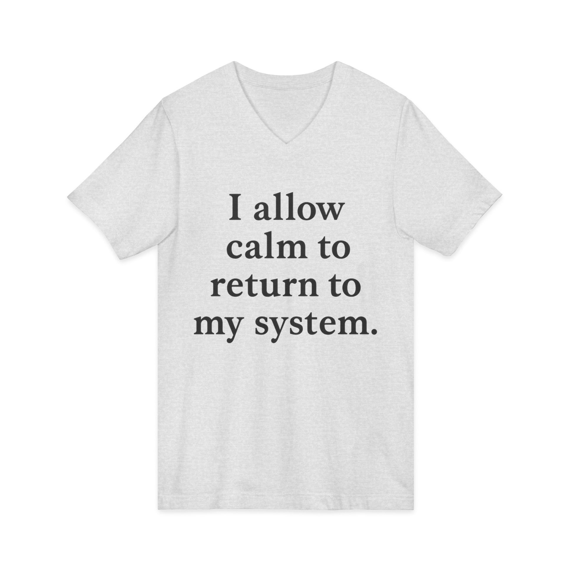Calm Restoring V-Neck Tee — "I allow calm to return to my system." Mindful Affirmation Shirt - HealthandlifestylewChiny
